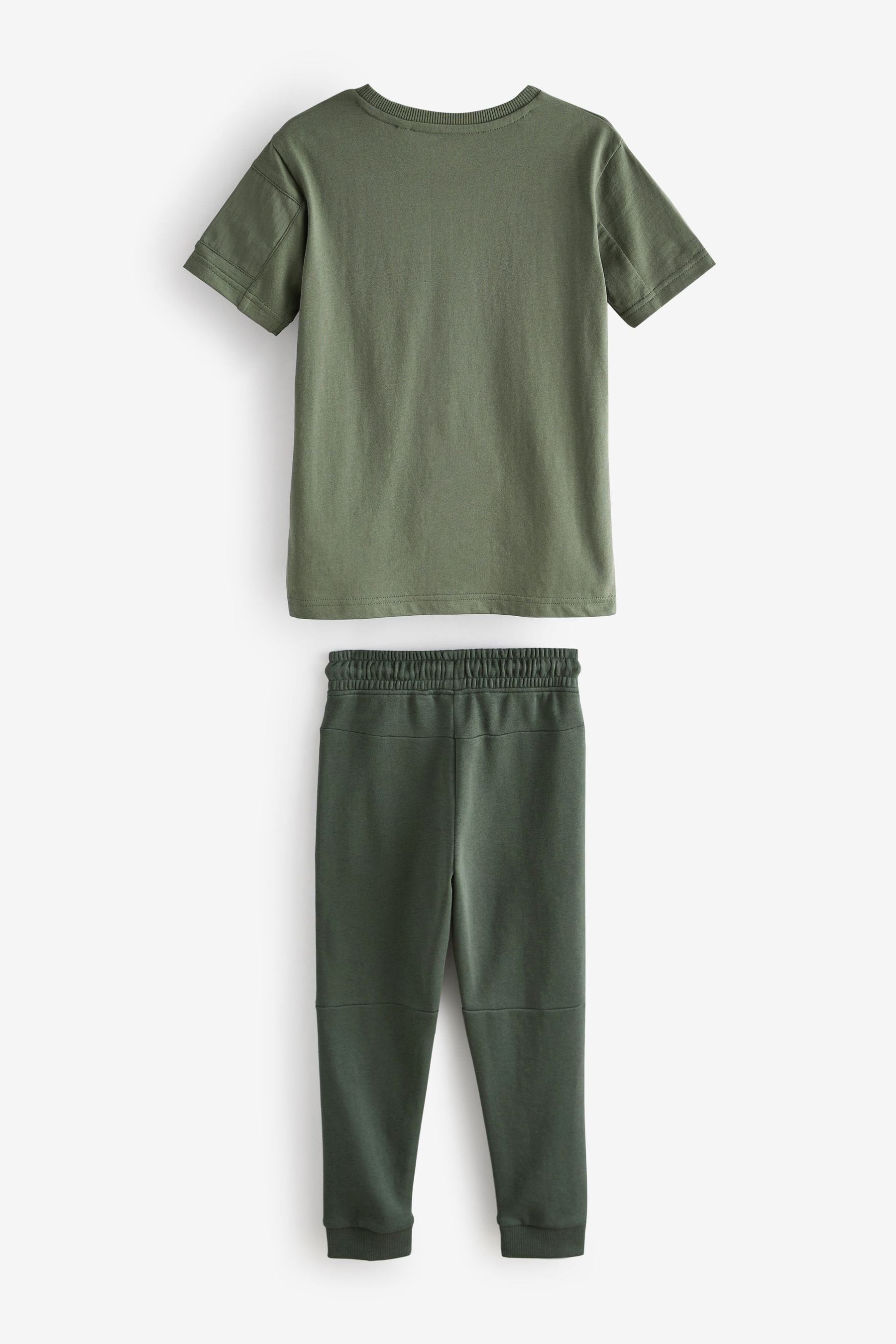 Khaki Green Utility Short Sleeve T-Shirt And Joggers Set (3-16yrs)