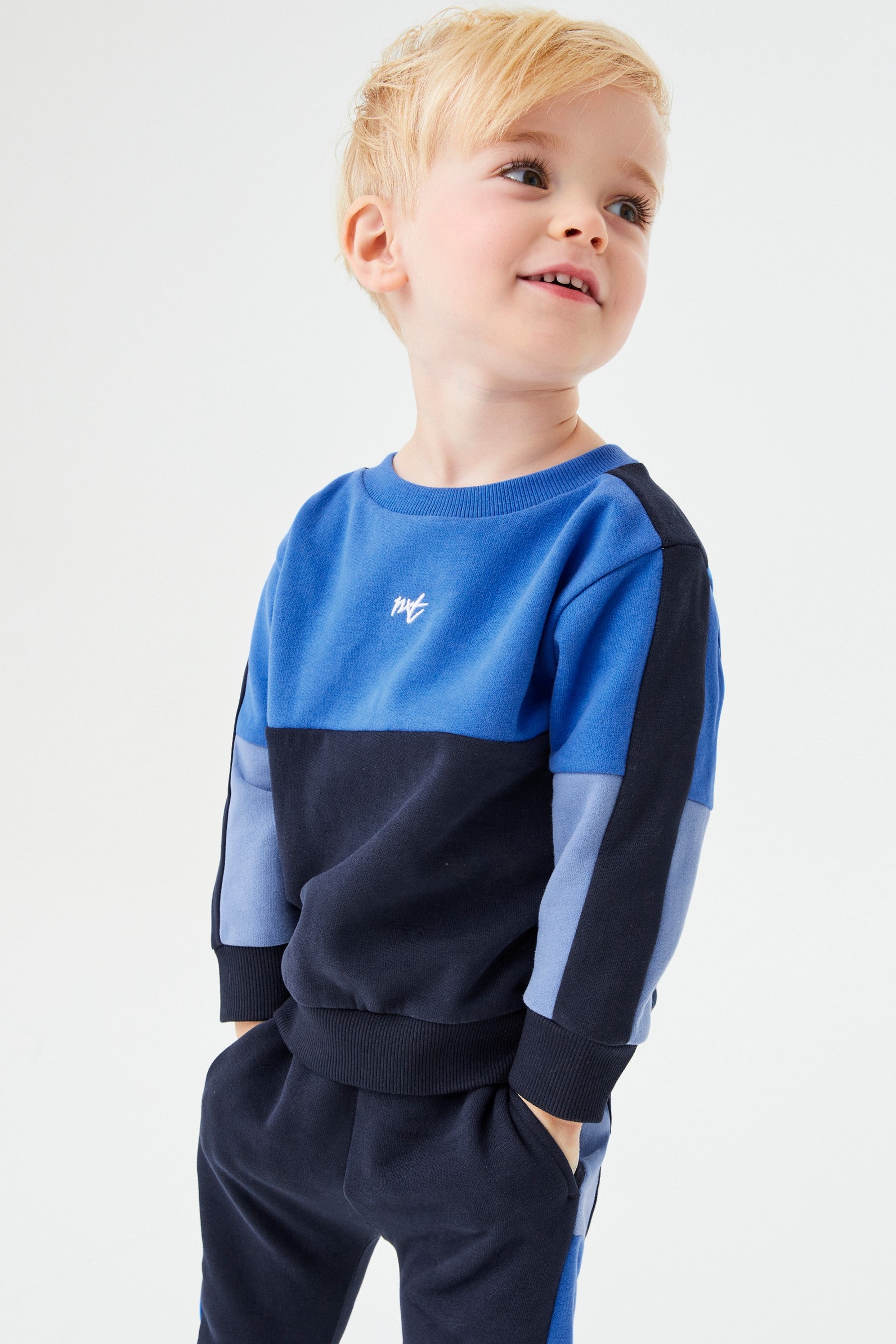 Blue Colourblock Sweatshirt And Jogger Set (3mths-7yrs)