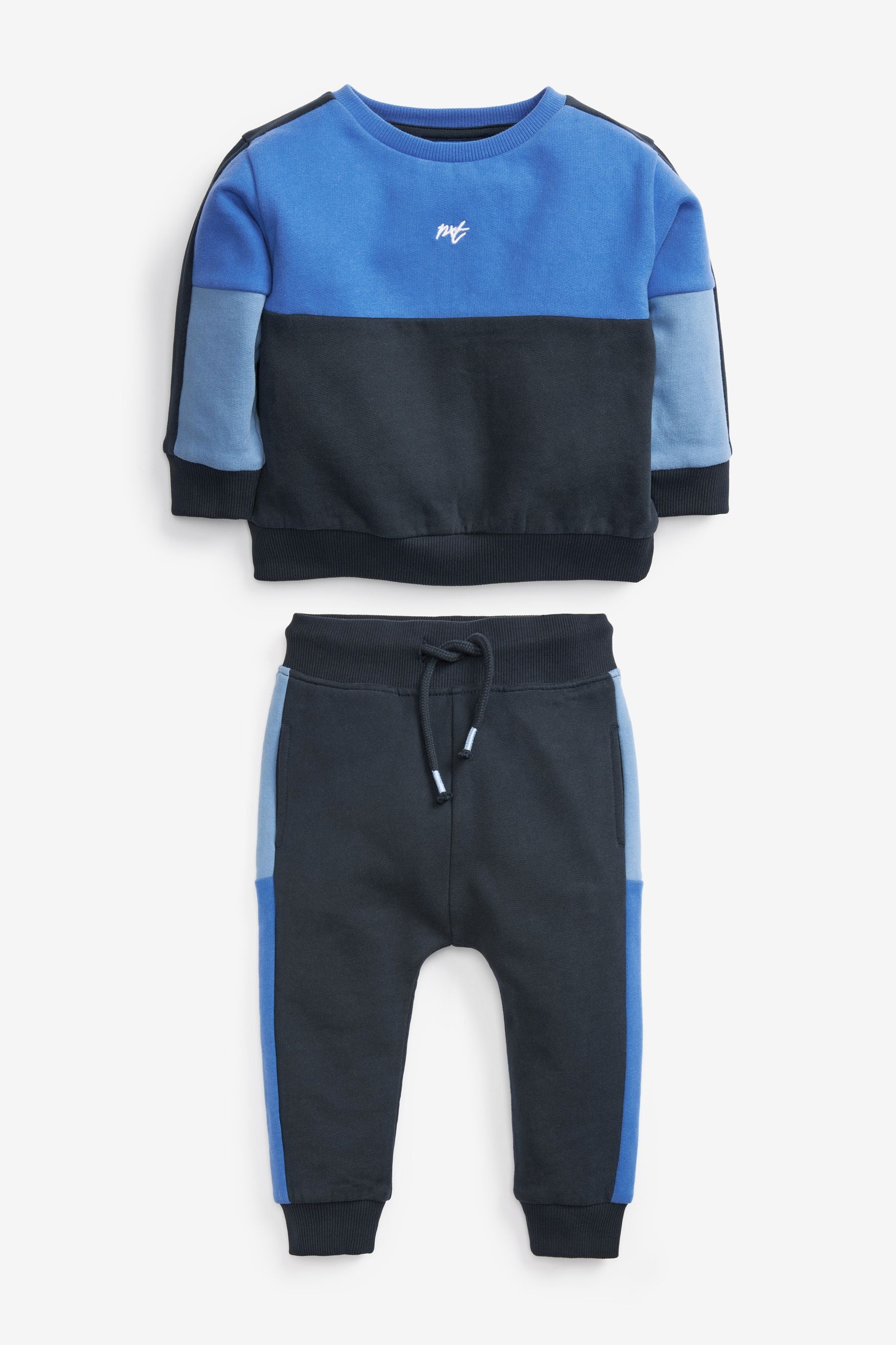 Blue Colourblock Sweatshirt And Jogger Set (3mths-7yrs)