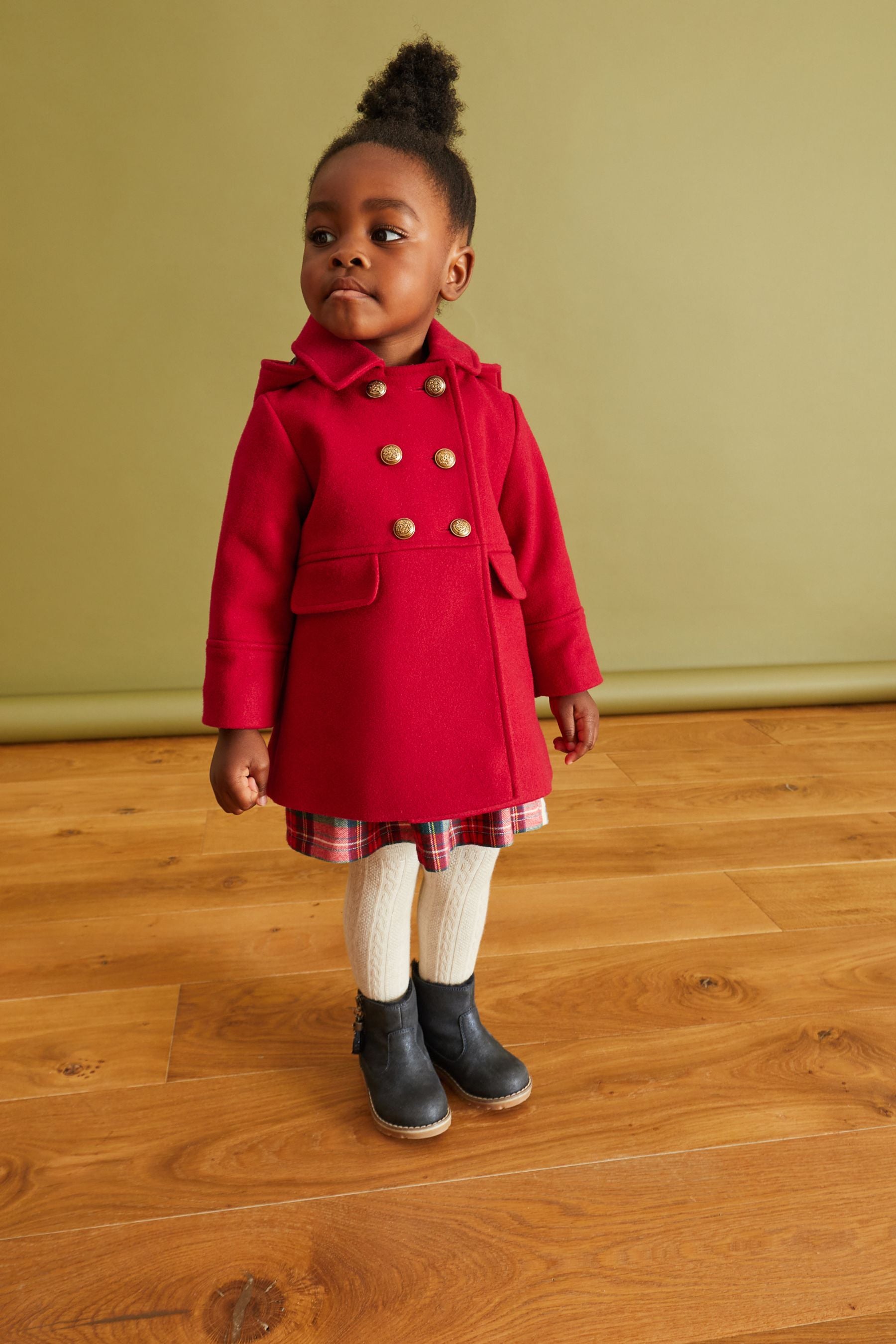 Red Wool Mix Military Coat (3mths-10yrs)