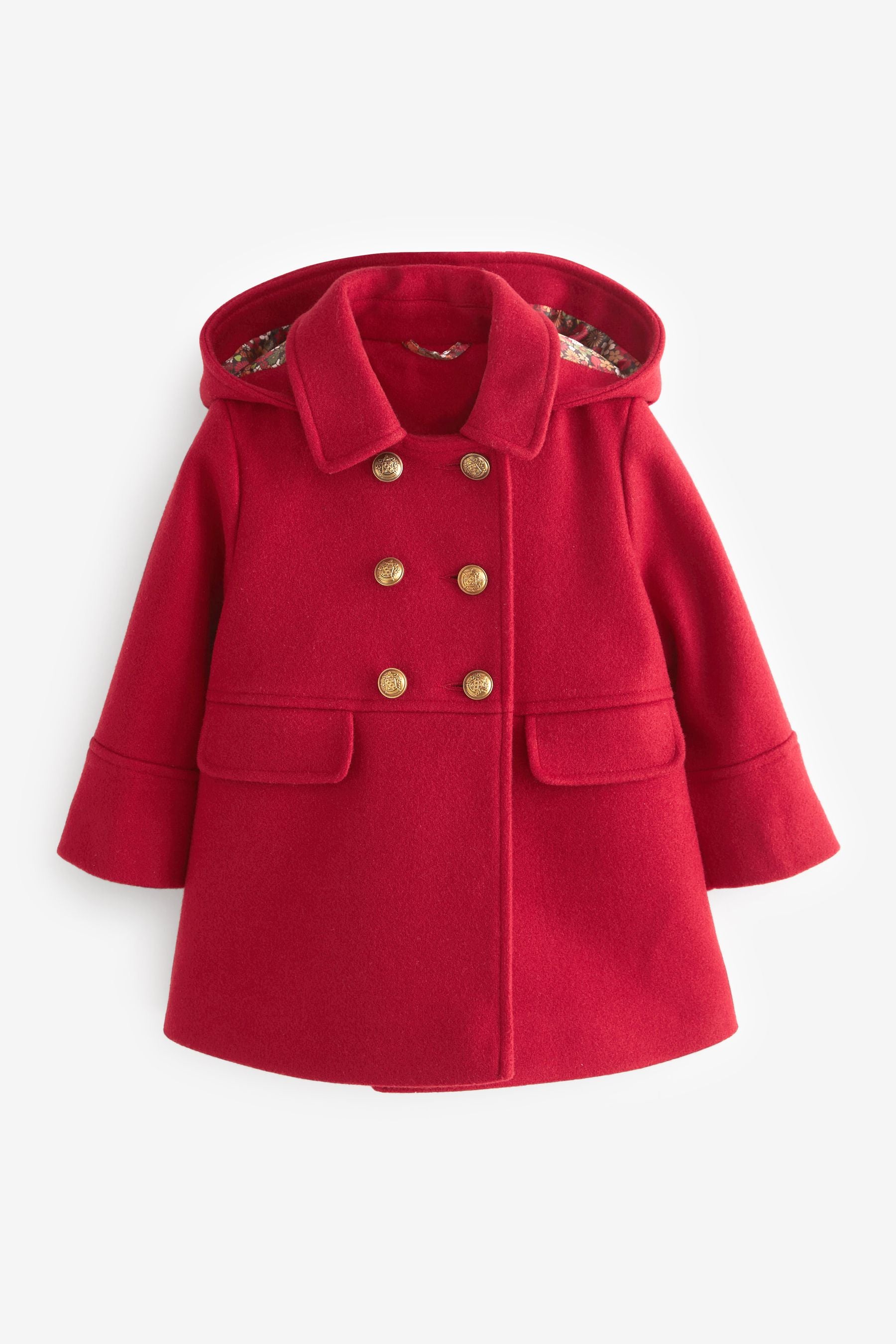 Red Wool Mix Military Coat (3mths-10yrs)