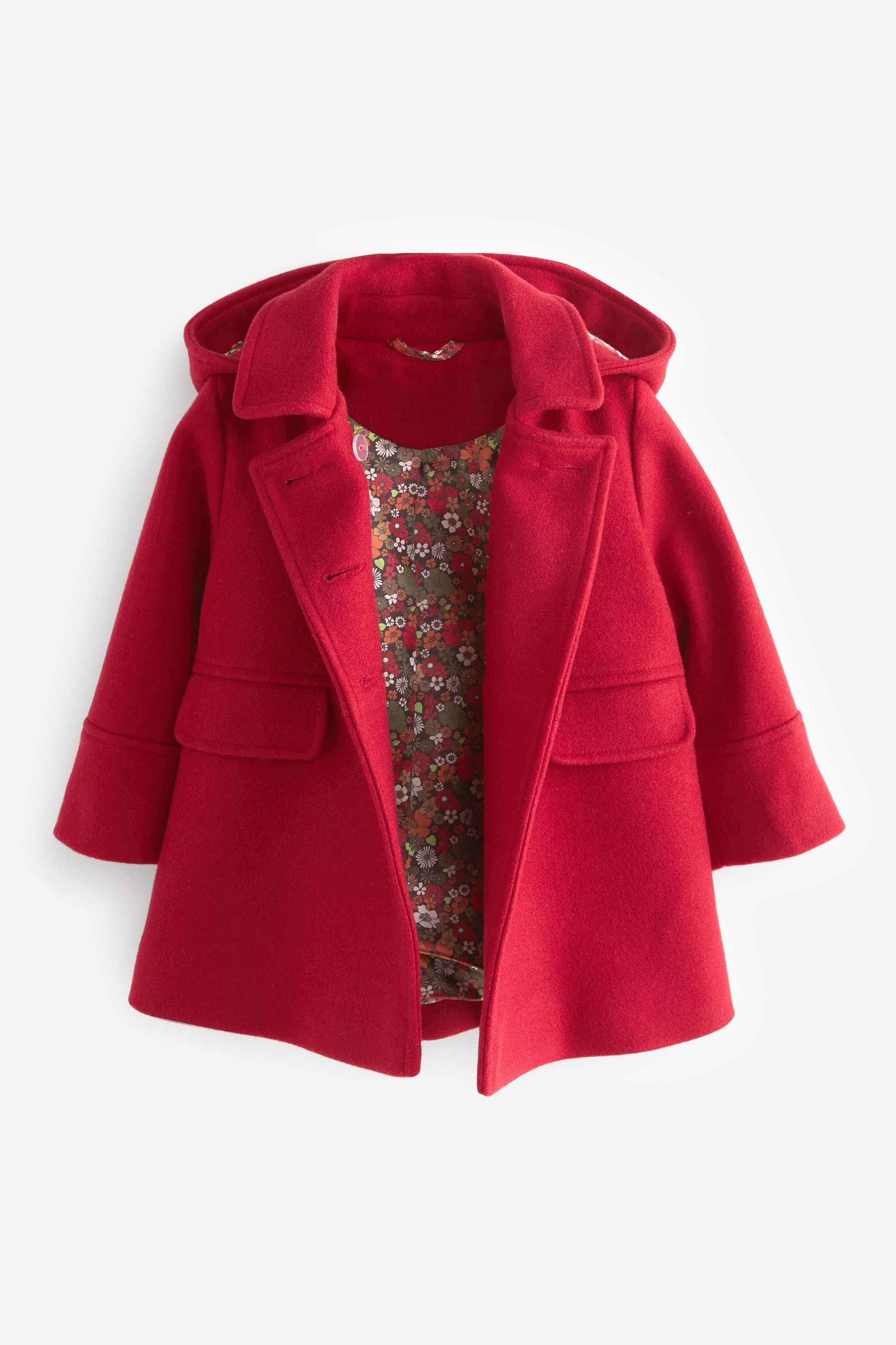 Red Wool Mix Military Coat (3mths-10yrs)