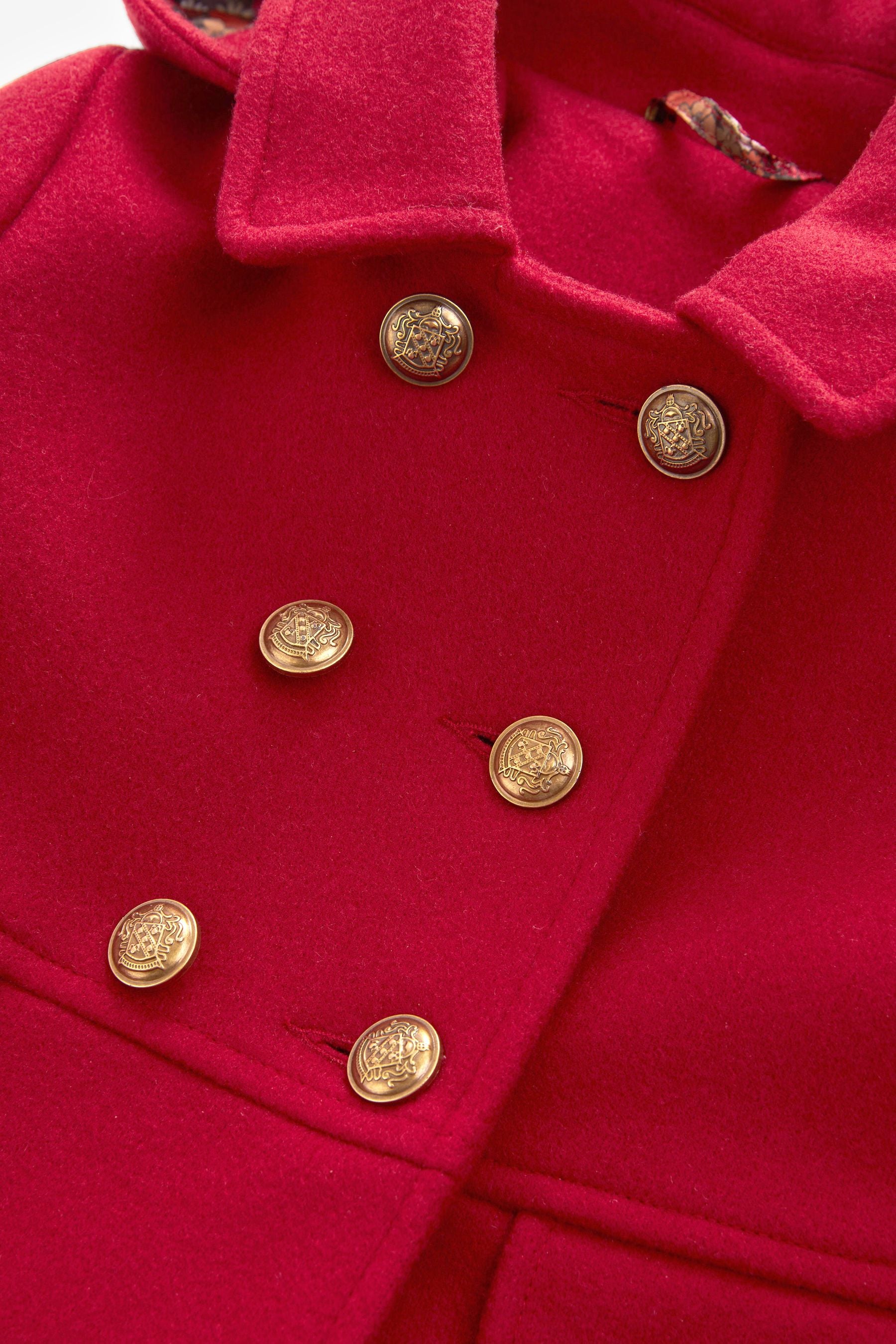 Red Wool Mix Military Coat (3mths-10yrs)