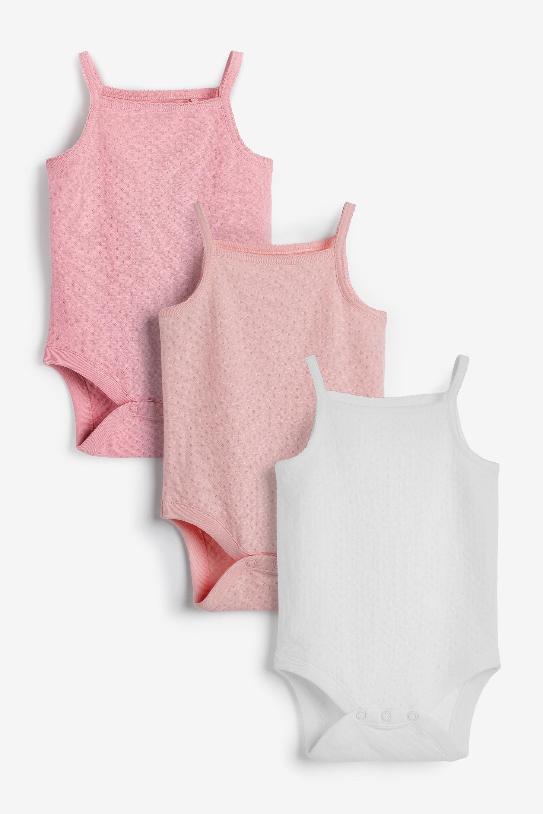 Pink 3 Pack Textured Vest Bodysuits (0mths-3yrs)