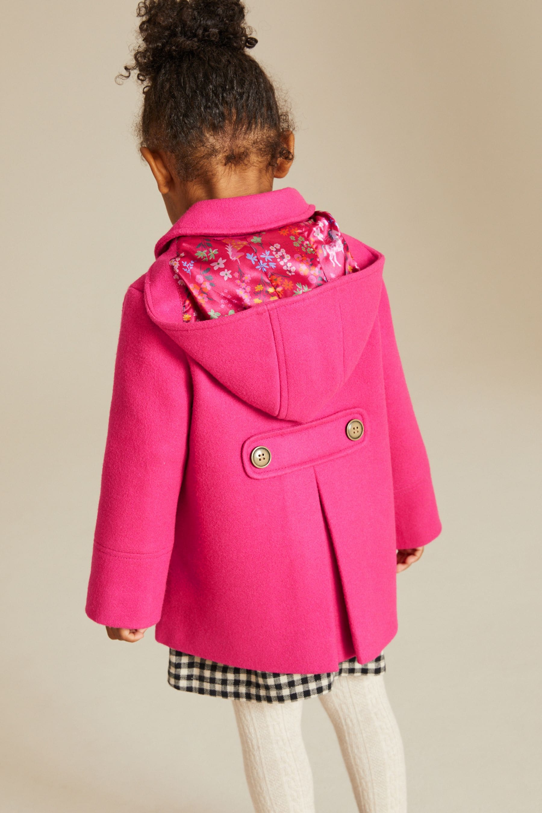 Bright Pink Wool Mix Coat (3mths-7yrs)