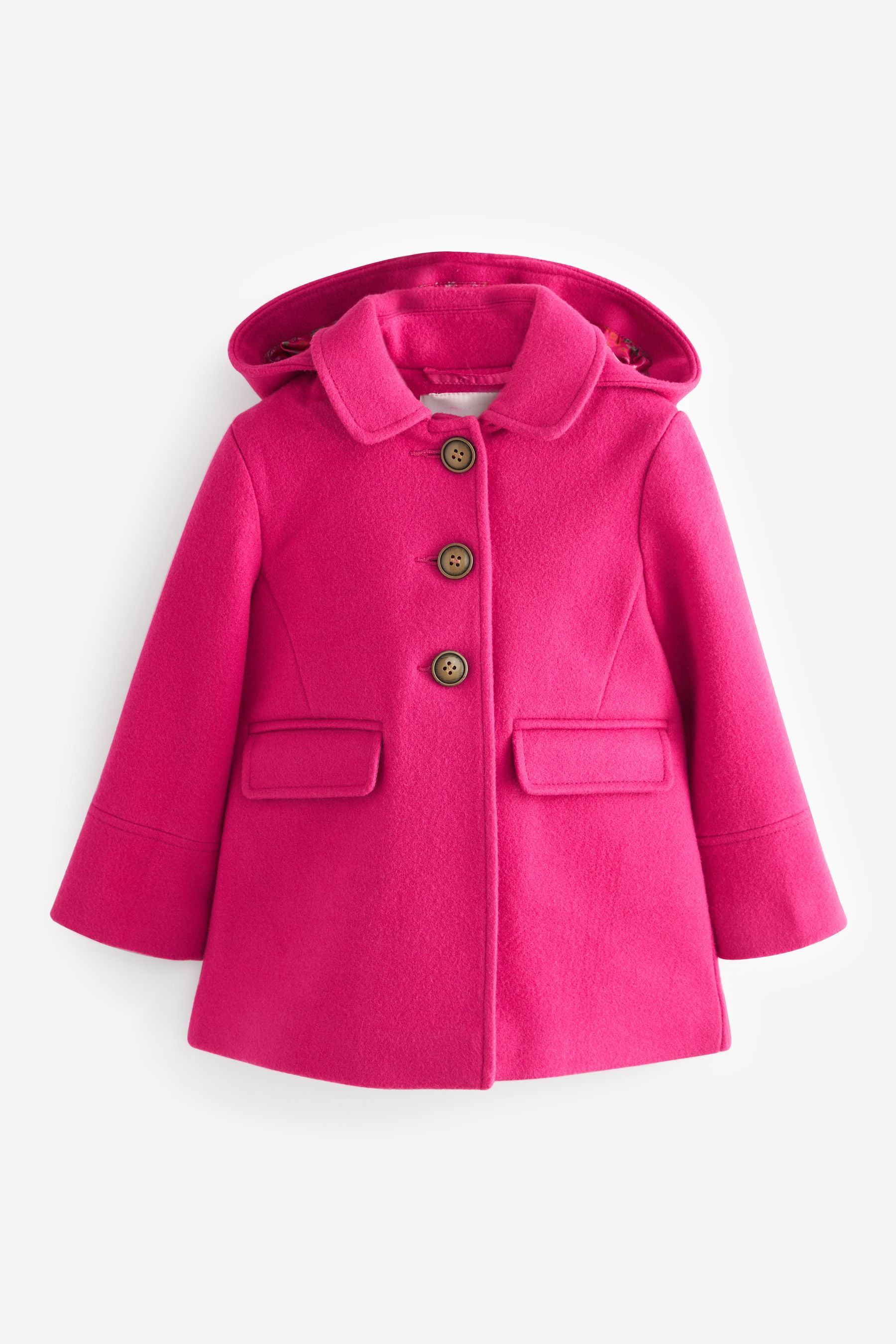 Bright Pink Wool Mix Coat (3mths-7yrs)