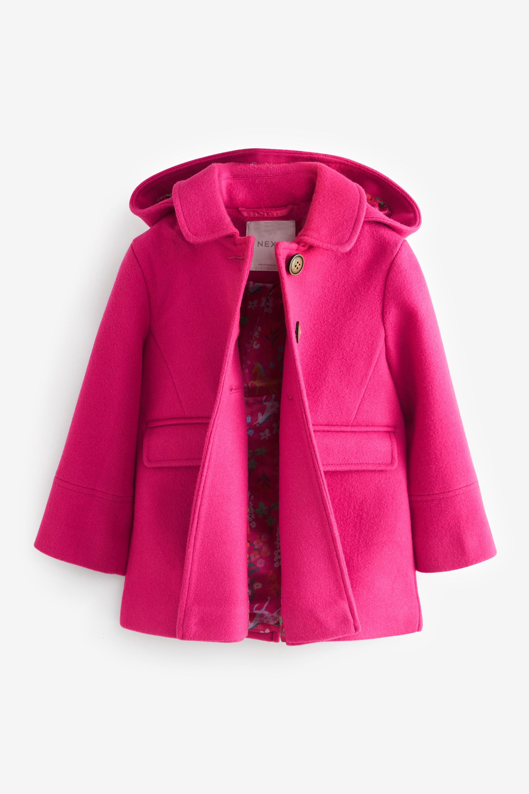 Bright Pink Wool Mix Coat (3mths-7yrs)