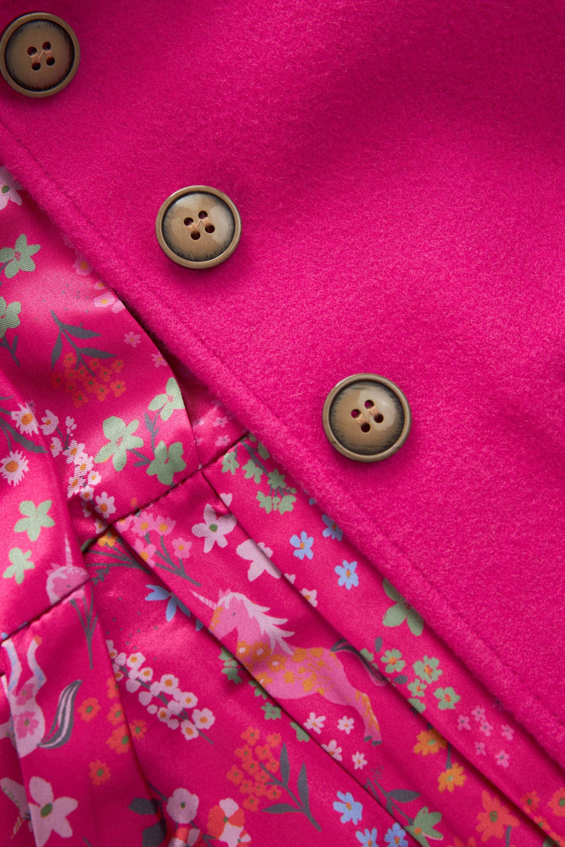 Bright Pink Wool Mix Coat (3mths-7yrs)