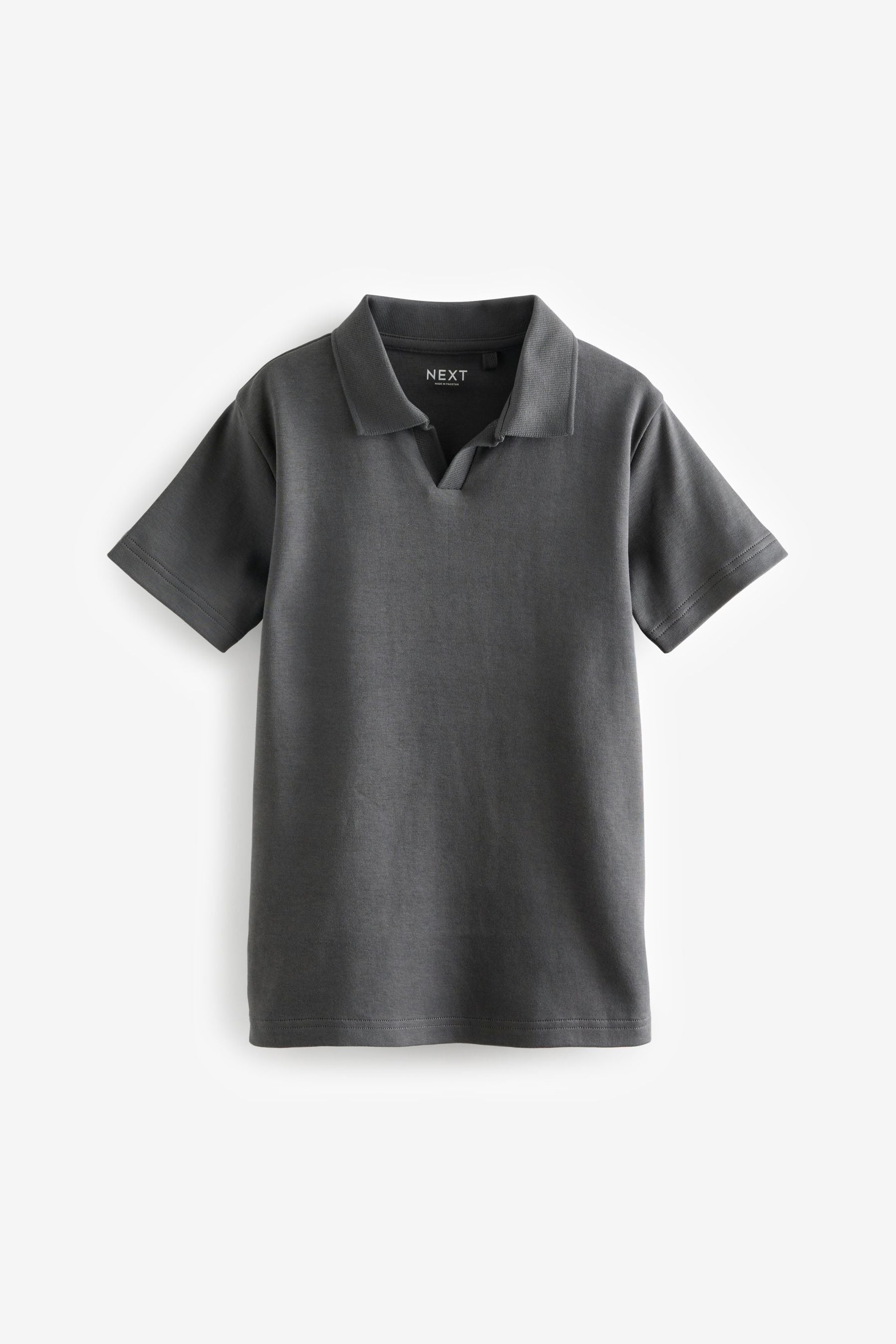 Grey Revere Collar Short Sleeve Polo Shirt (3-16yrs)