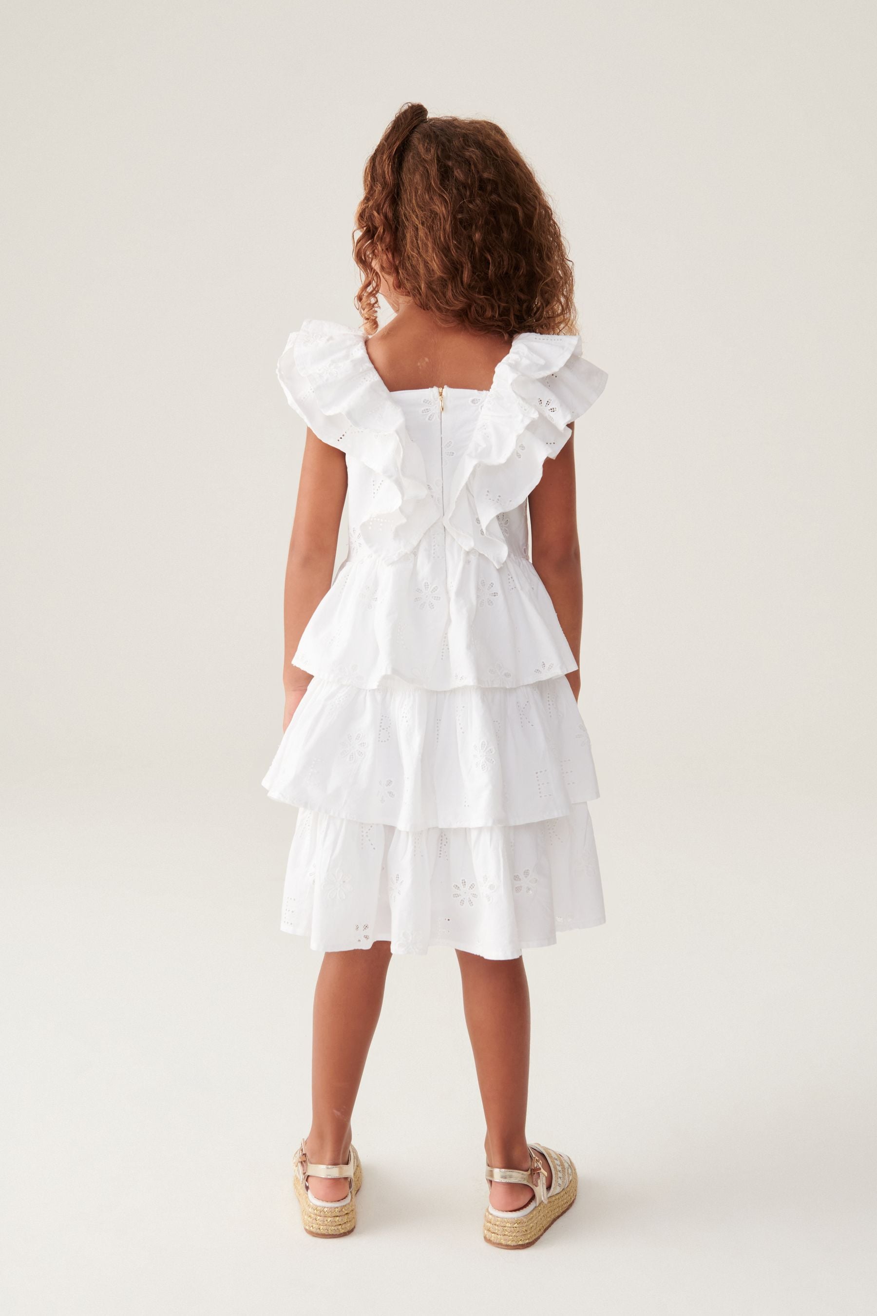 White Baker by Ted Baker Frilled Broderie Dress