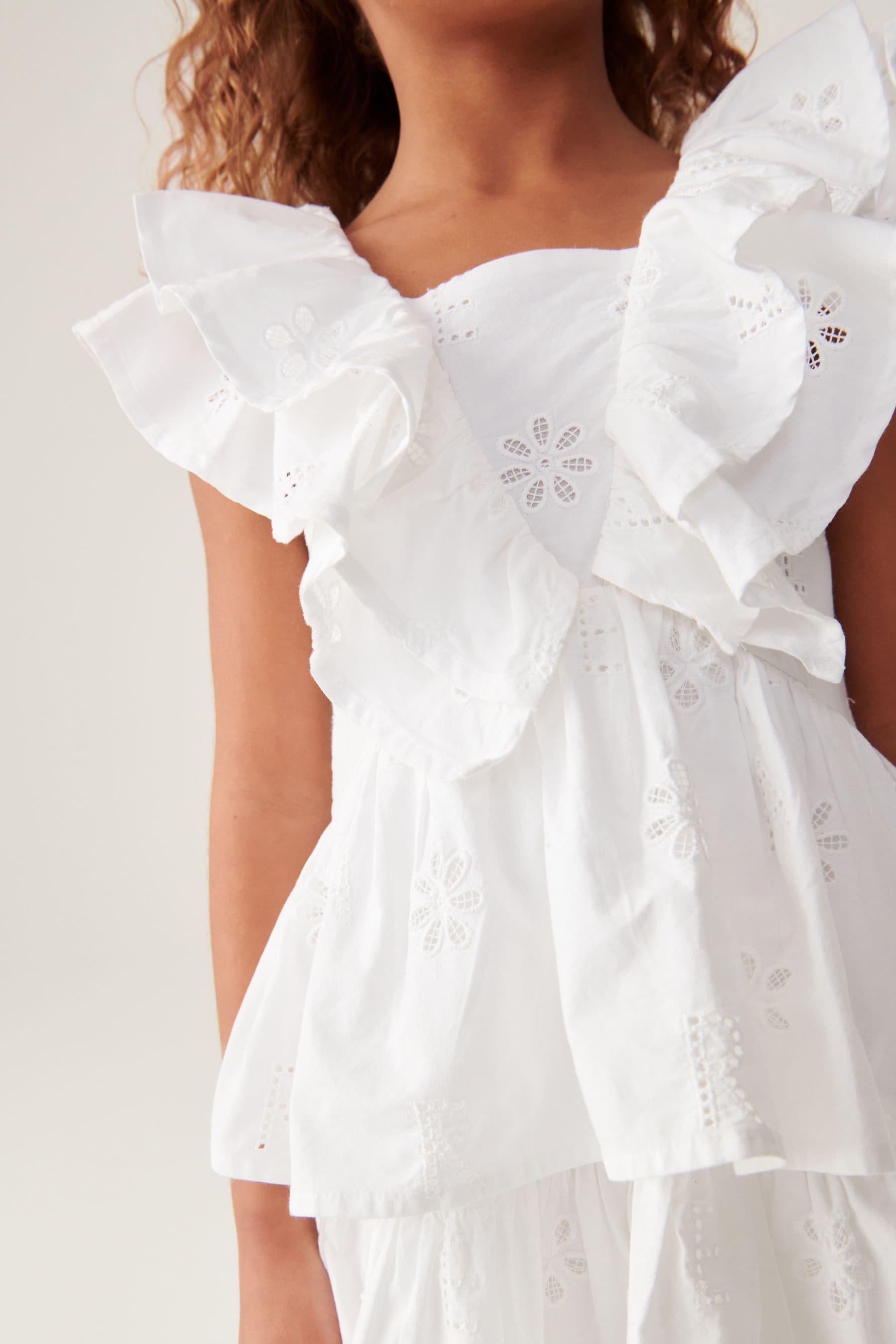 White Baker by Ted Baker Frilled Broderie Dress