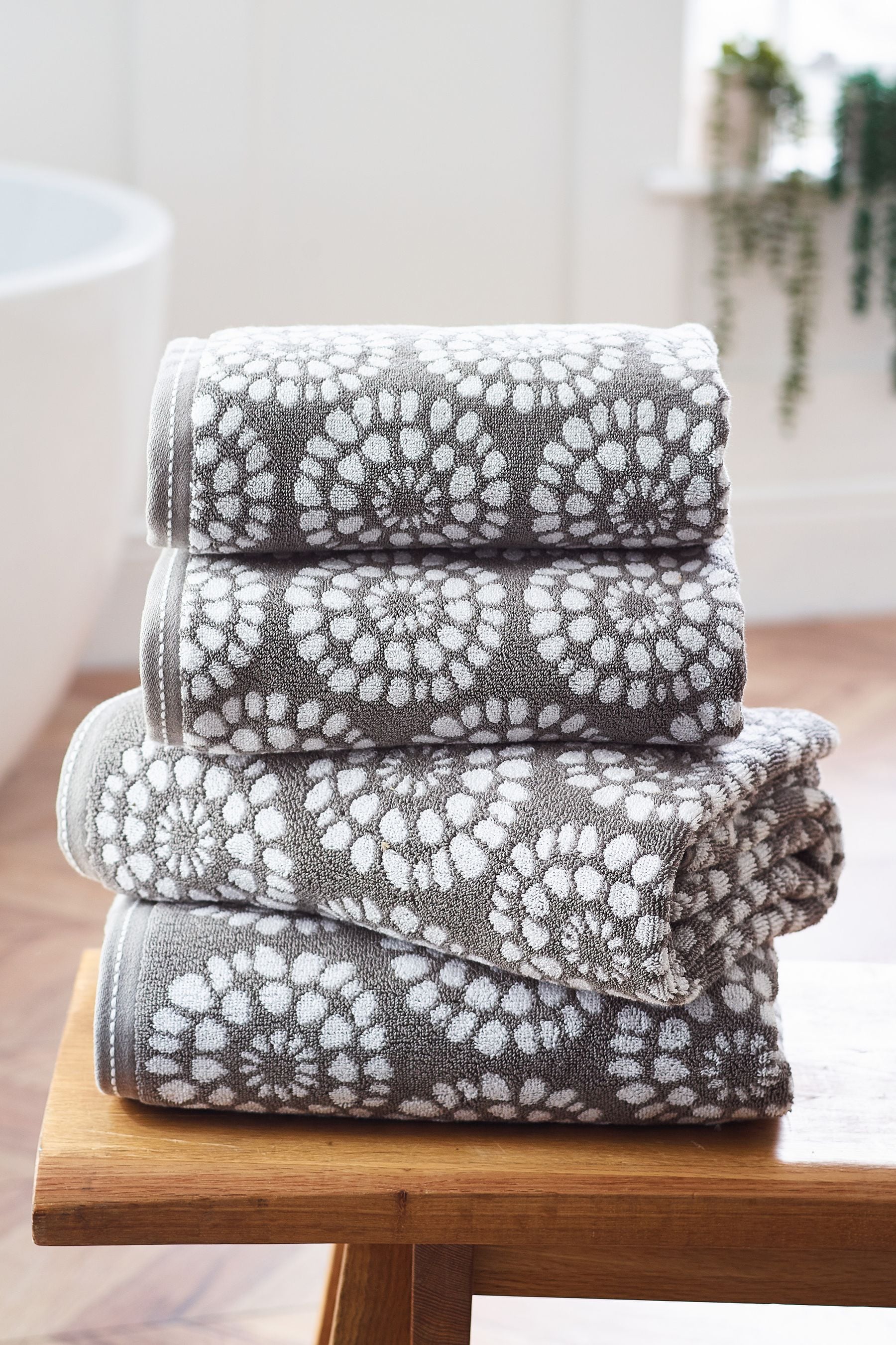 Grey Geo Charcoal Towels