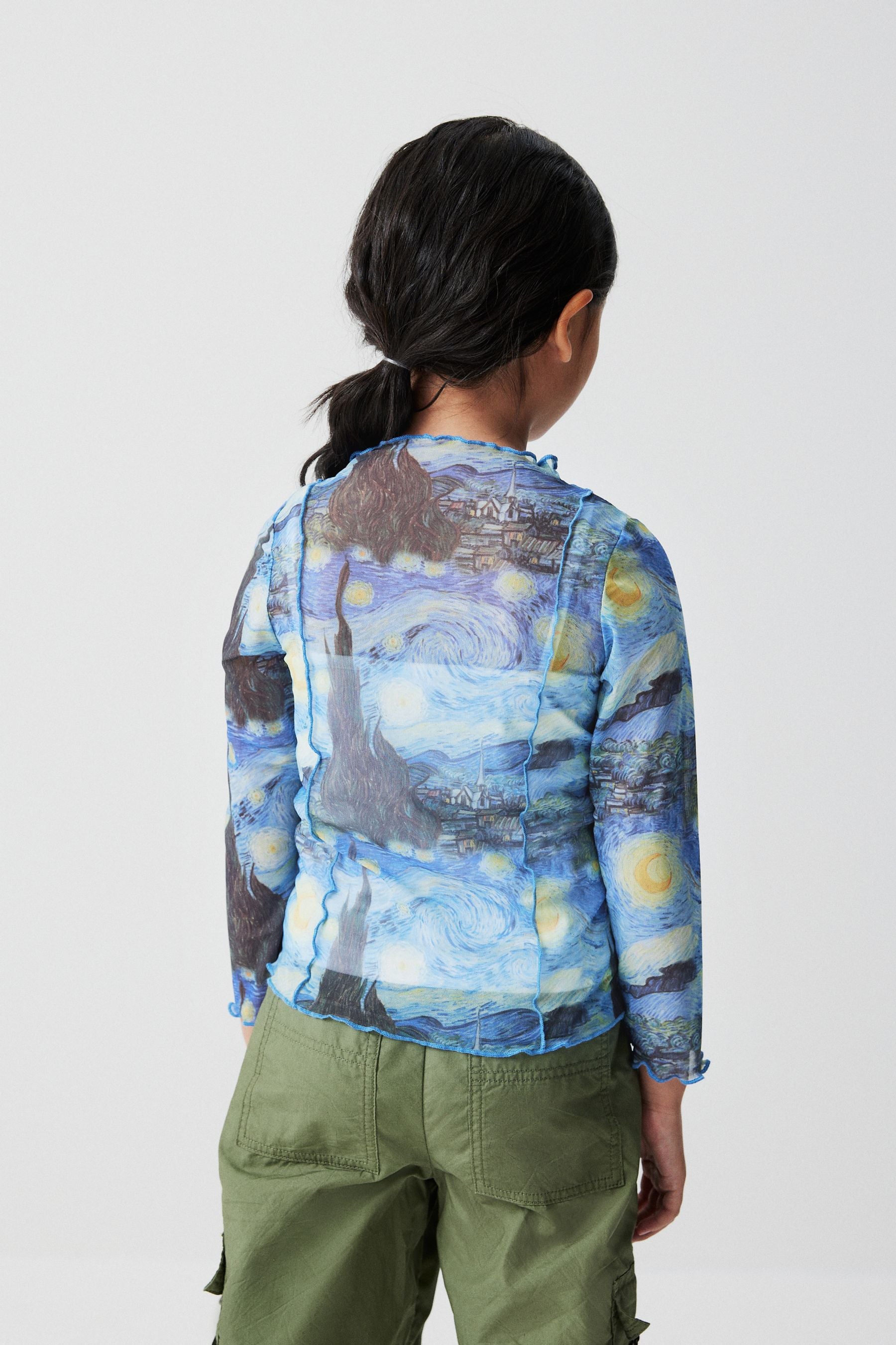 Vincent Van Gogh Blue Starry Night APOH Long Sleeve Mesh Top (3-16yrs)