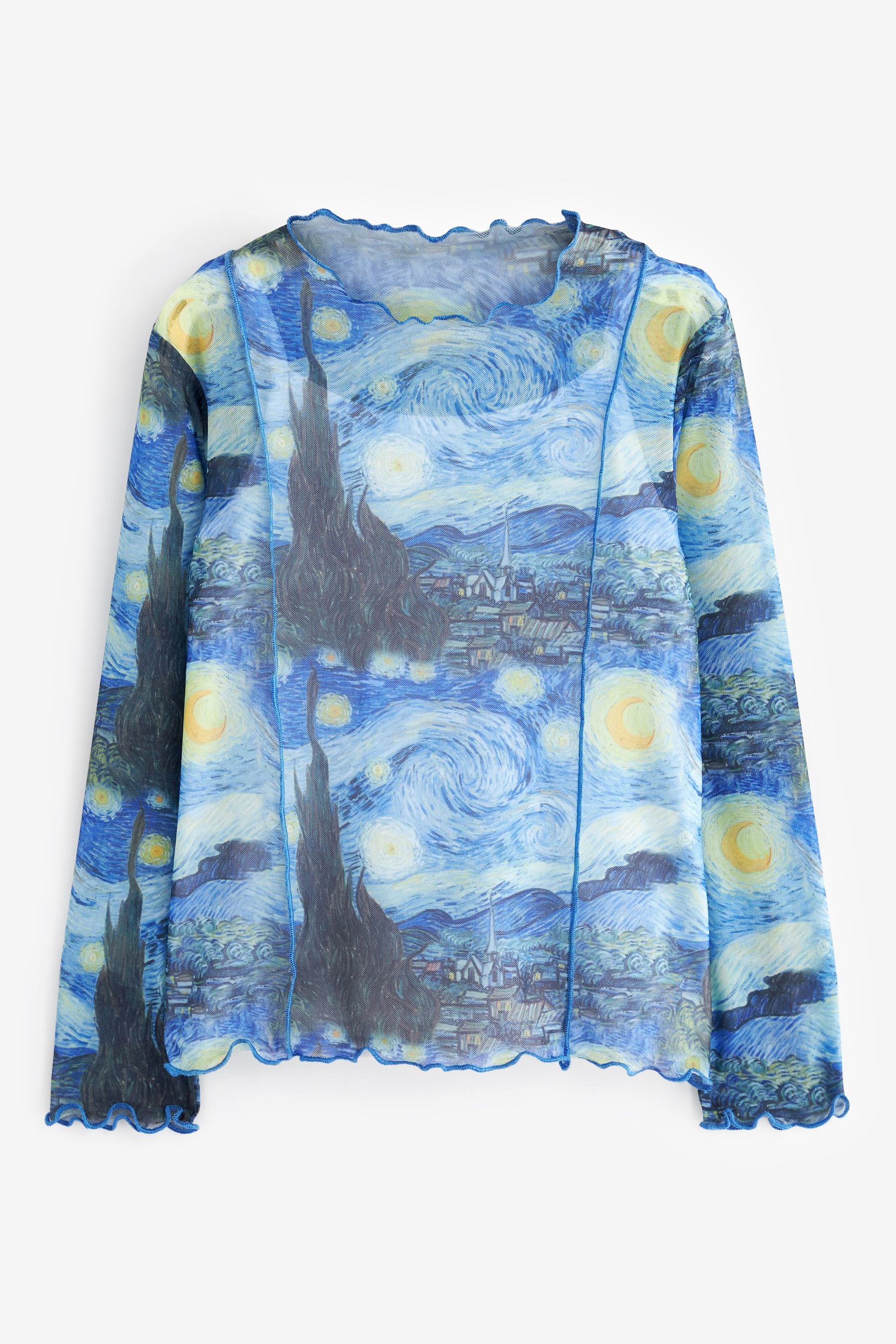 Vincent Van Gogh Blue Starry Night APOH Long Sleeve Mesh Top (3-16yrs)