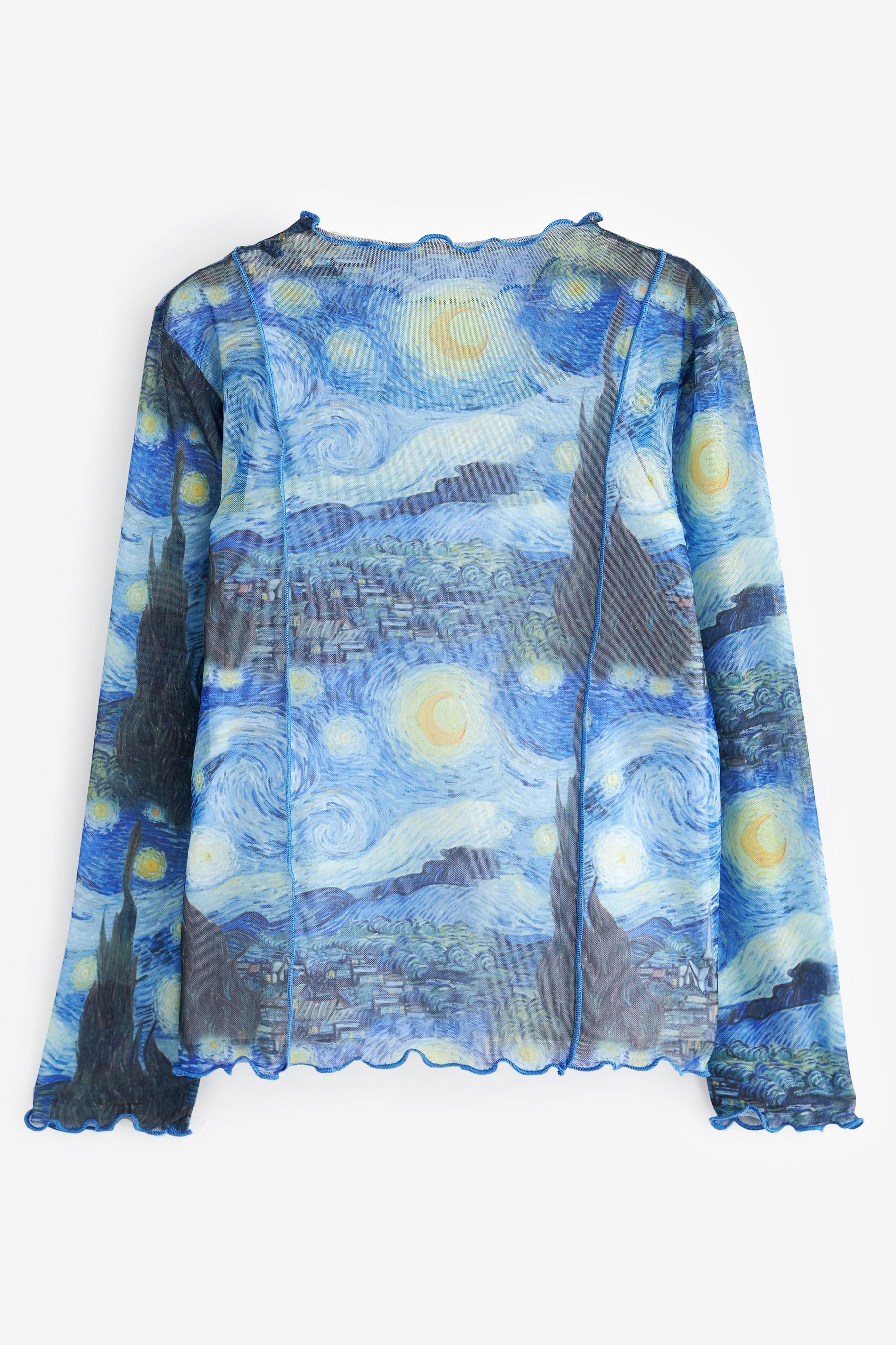 Vincent Van Gogh Blue Starry Night APOH Long Sleeve Mesh Top (3-16yrs)