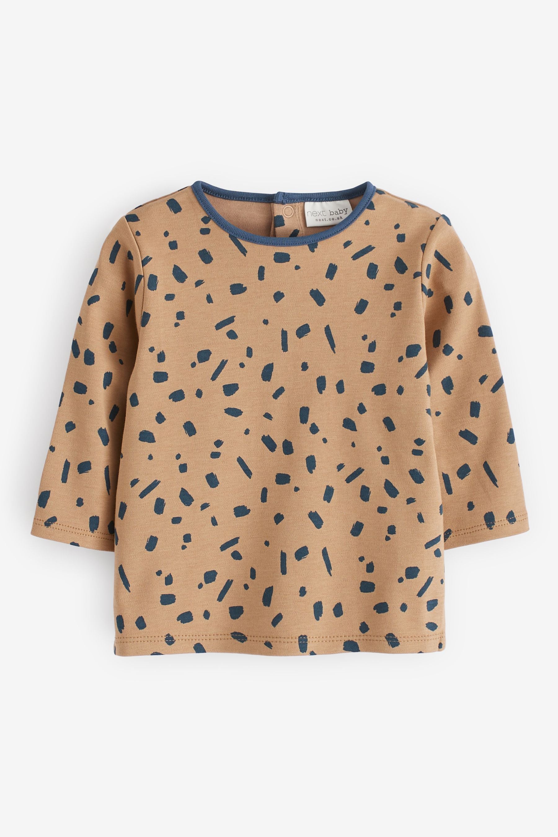 Blue Mini Print Baby 3 Pack Long Sleeve T-Shirts