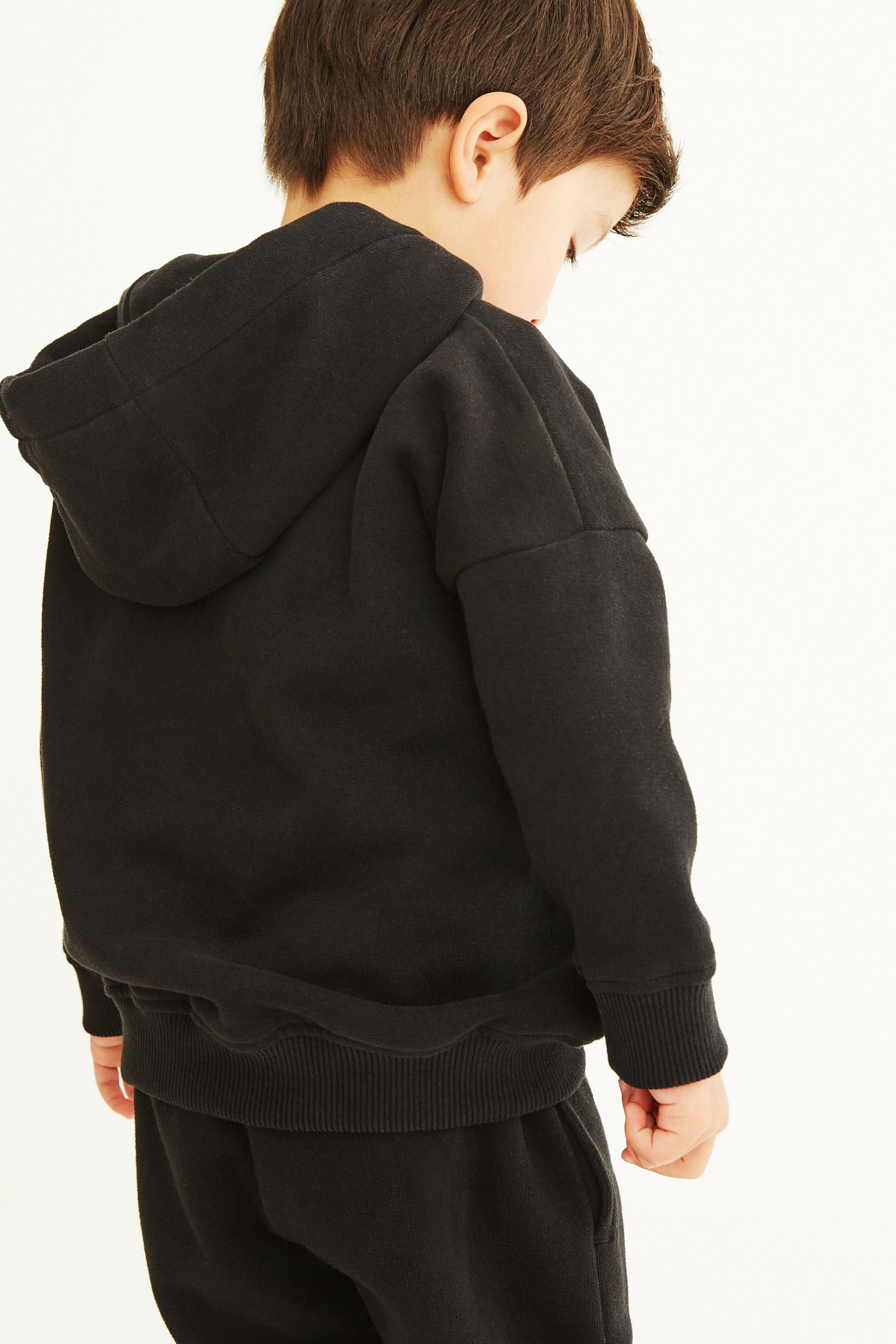 Black Soft Touch Jersey Hoodie (3mths-7yrs)