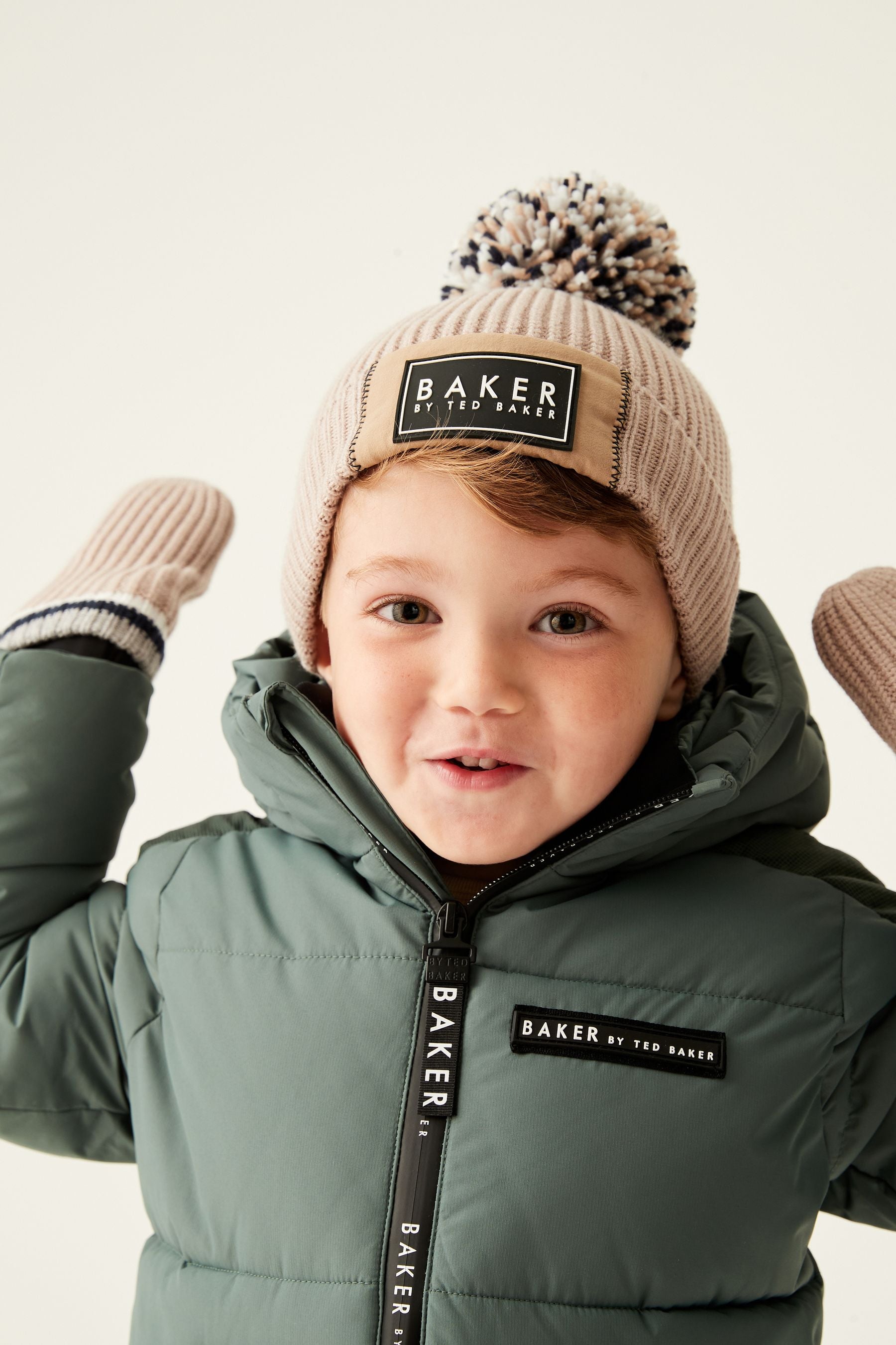 Stone Baker by Ted Baker Boys Pom Hat and Mittens Set