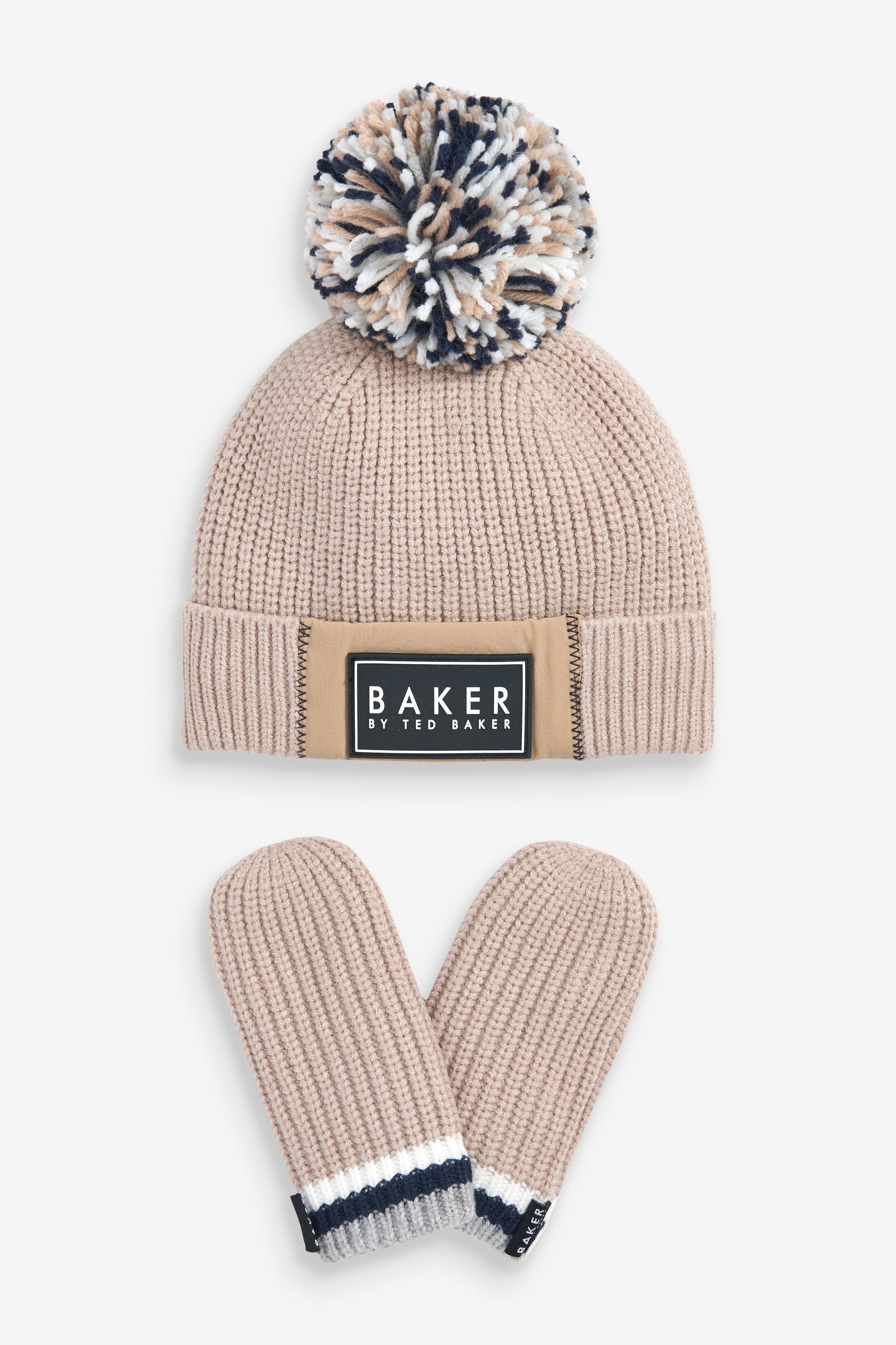 Stone Baker by Ted Baker Boys Pom Hat and Mittens Set