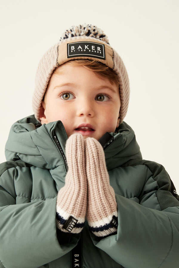 Stone Baker by Ted Baker Boys Pom Hat and Mittens Set