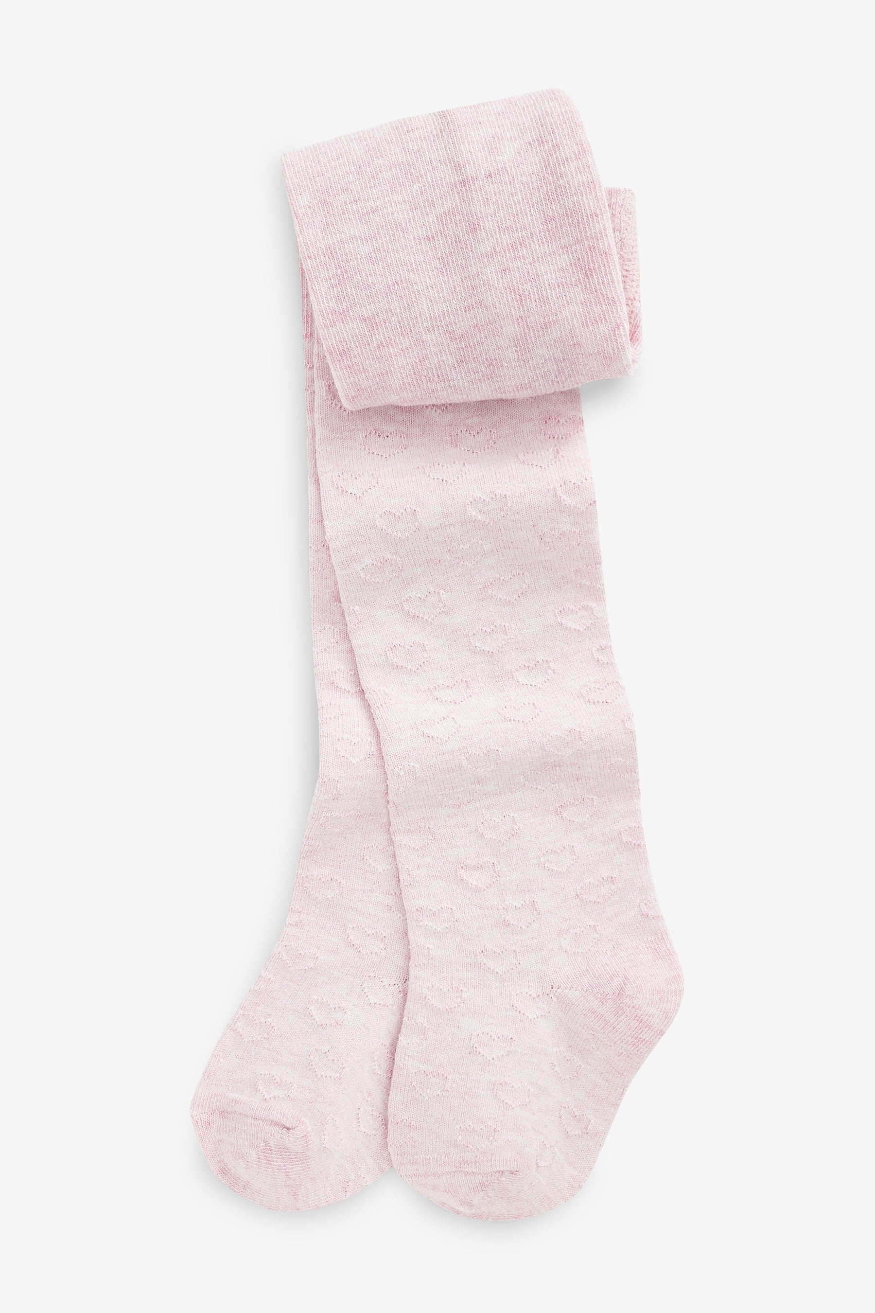 Pink Cotton Rich Textured Heart Tights