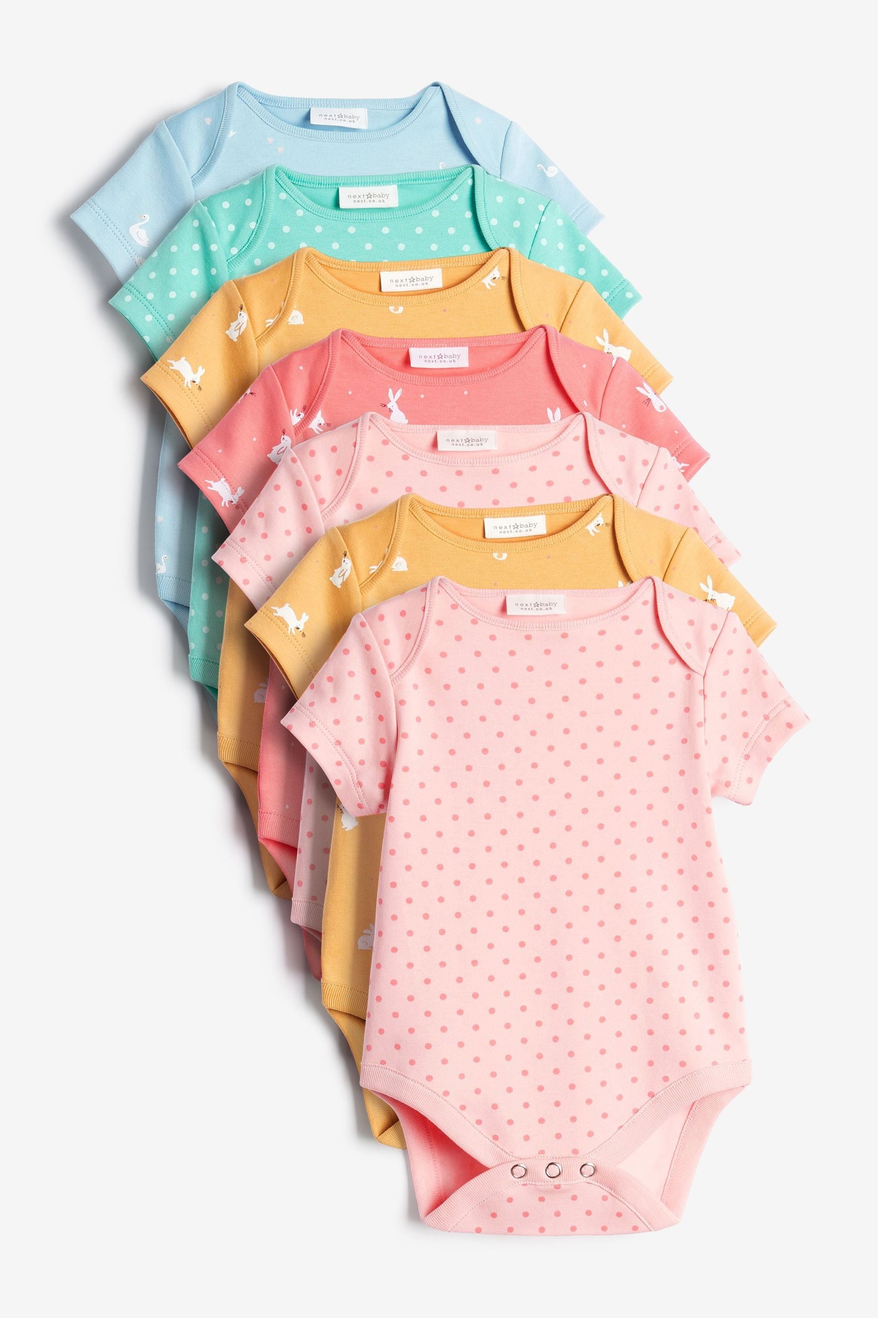 Multicolour Baby 7 Pack Short Sleeve Bodysuits