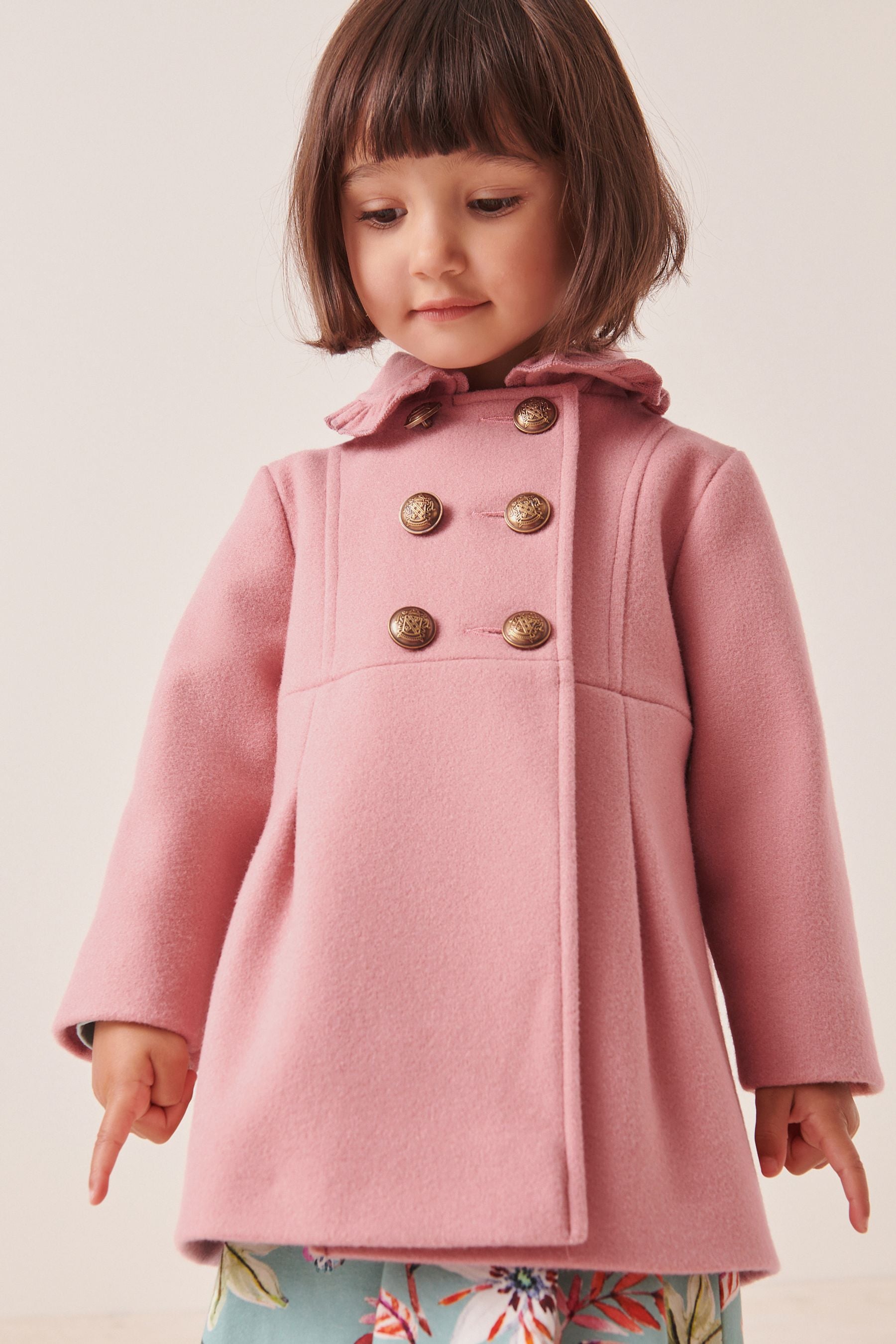 Pink Wool Mix Frill Collar Coat (3mths-7yrs)