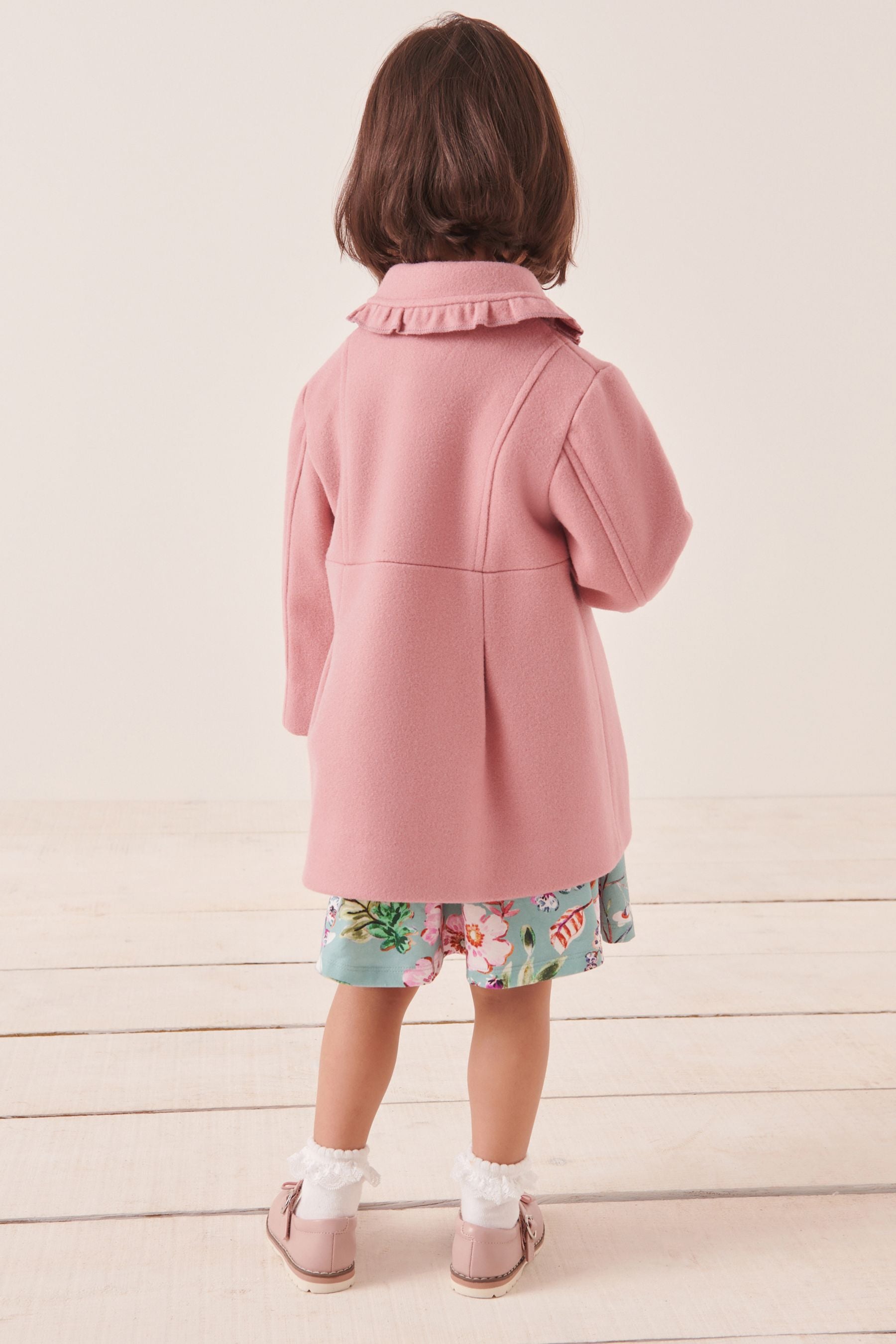 Pink Wool Mix Frill Collar Coat (3mths-7yrs)