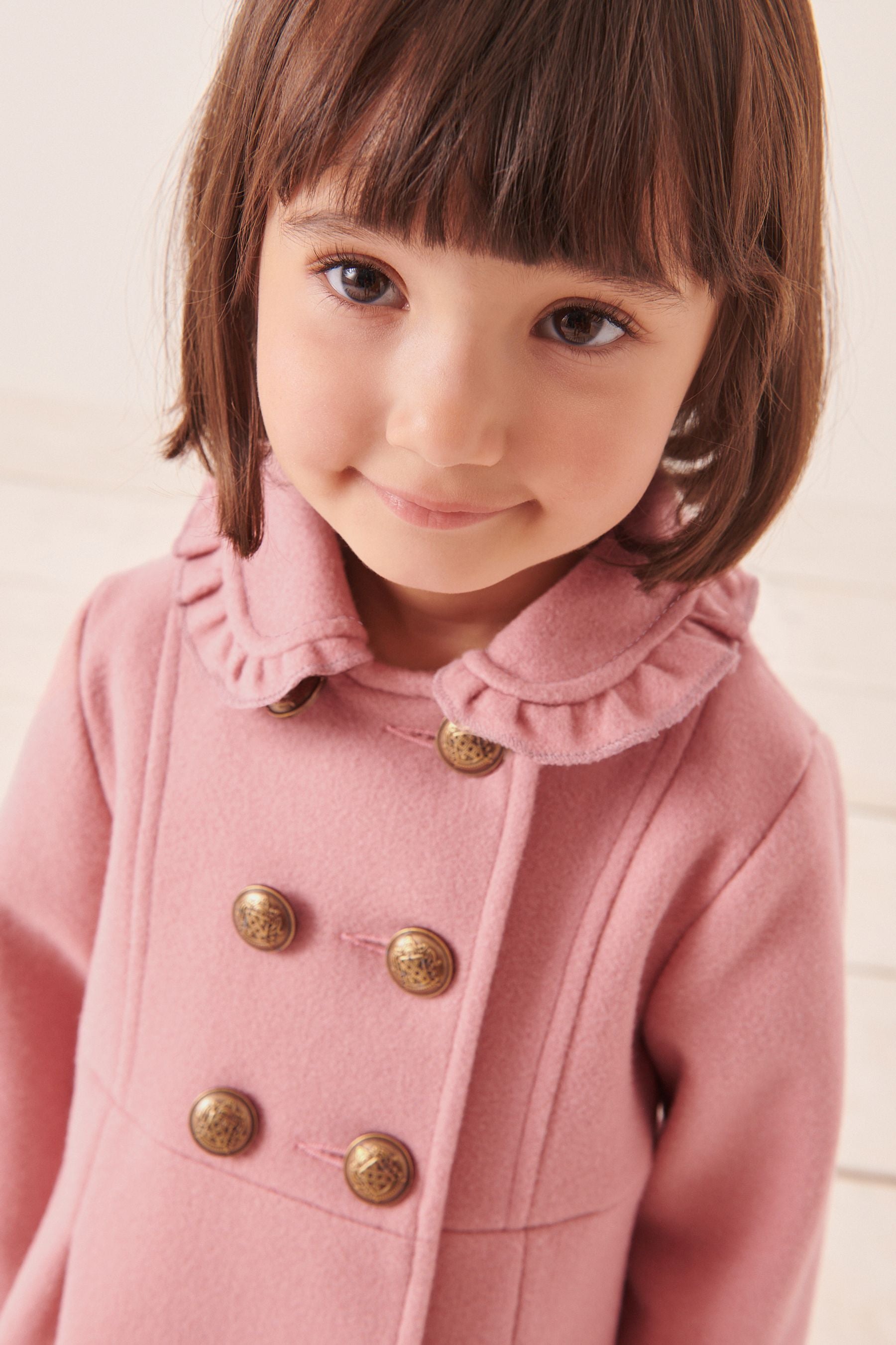 Pink Wool Mix Frill Collar Coat (3mths-7yrs)