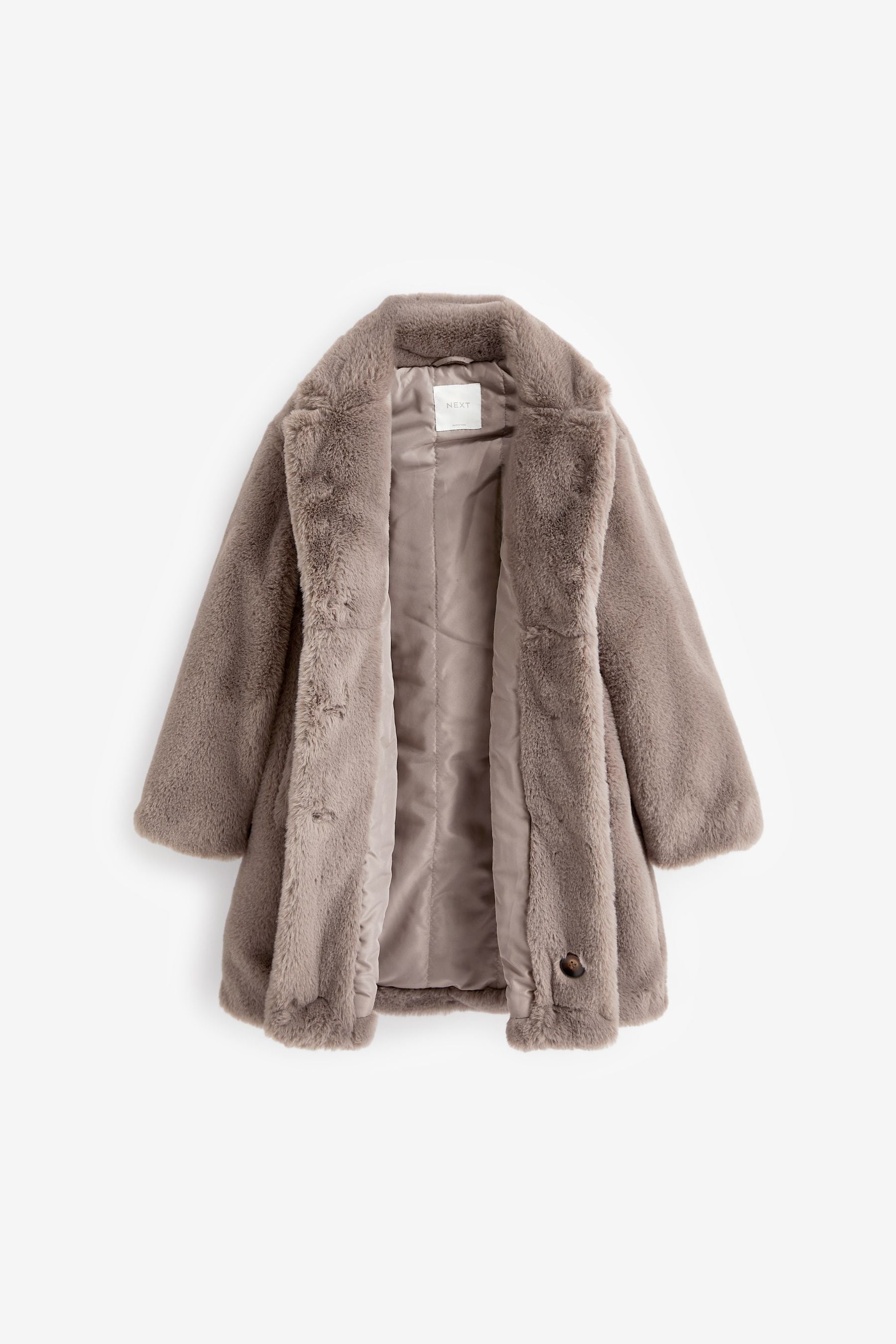 Charcoal Grey Faux Fur Longline Coat (3-16yrs)