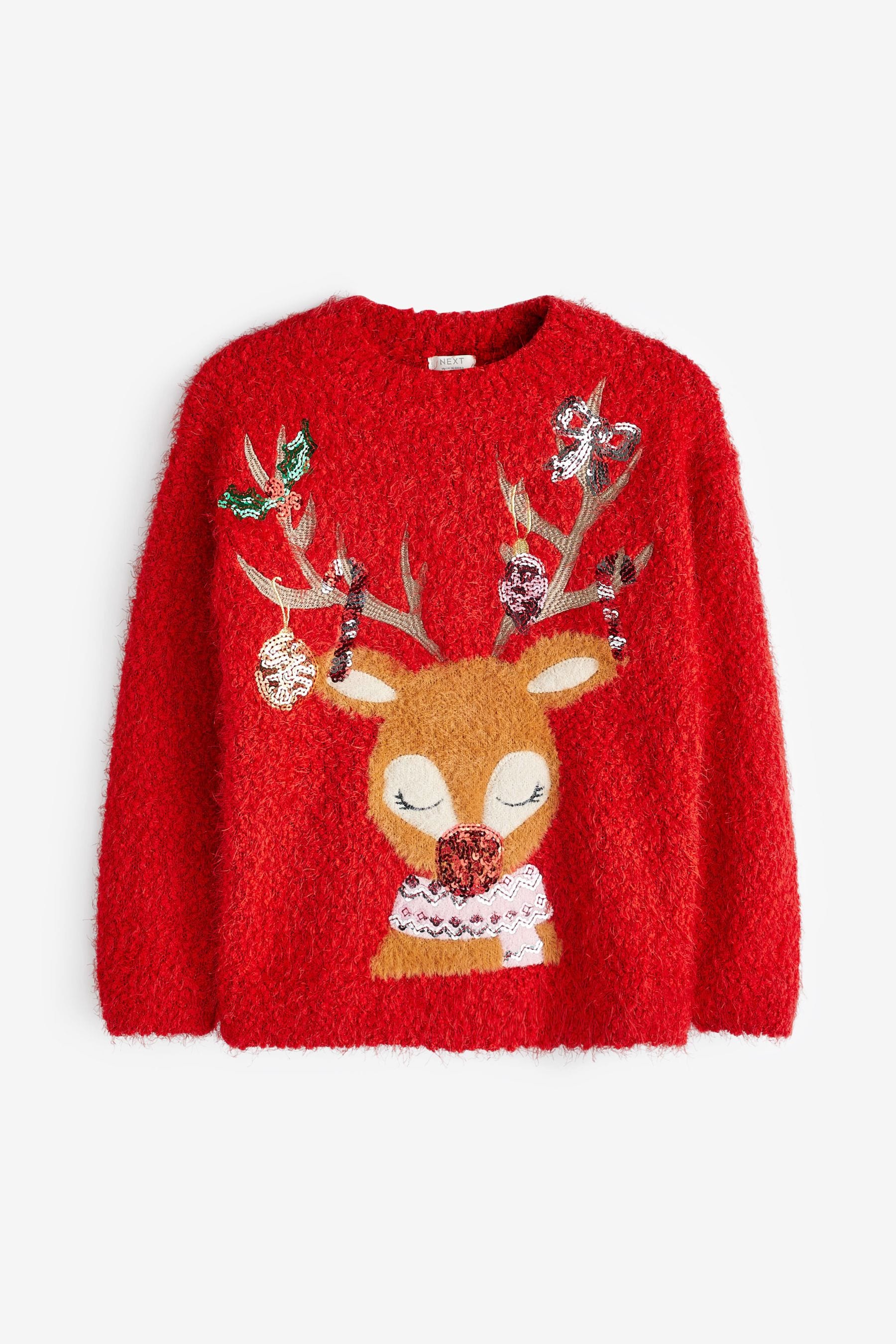 Red Reindeer Christmas Jumper (3-16yrs)