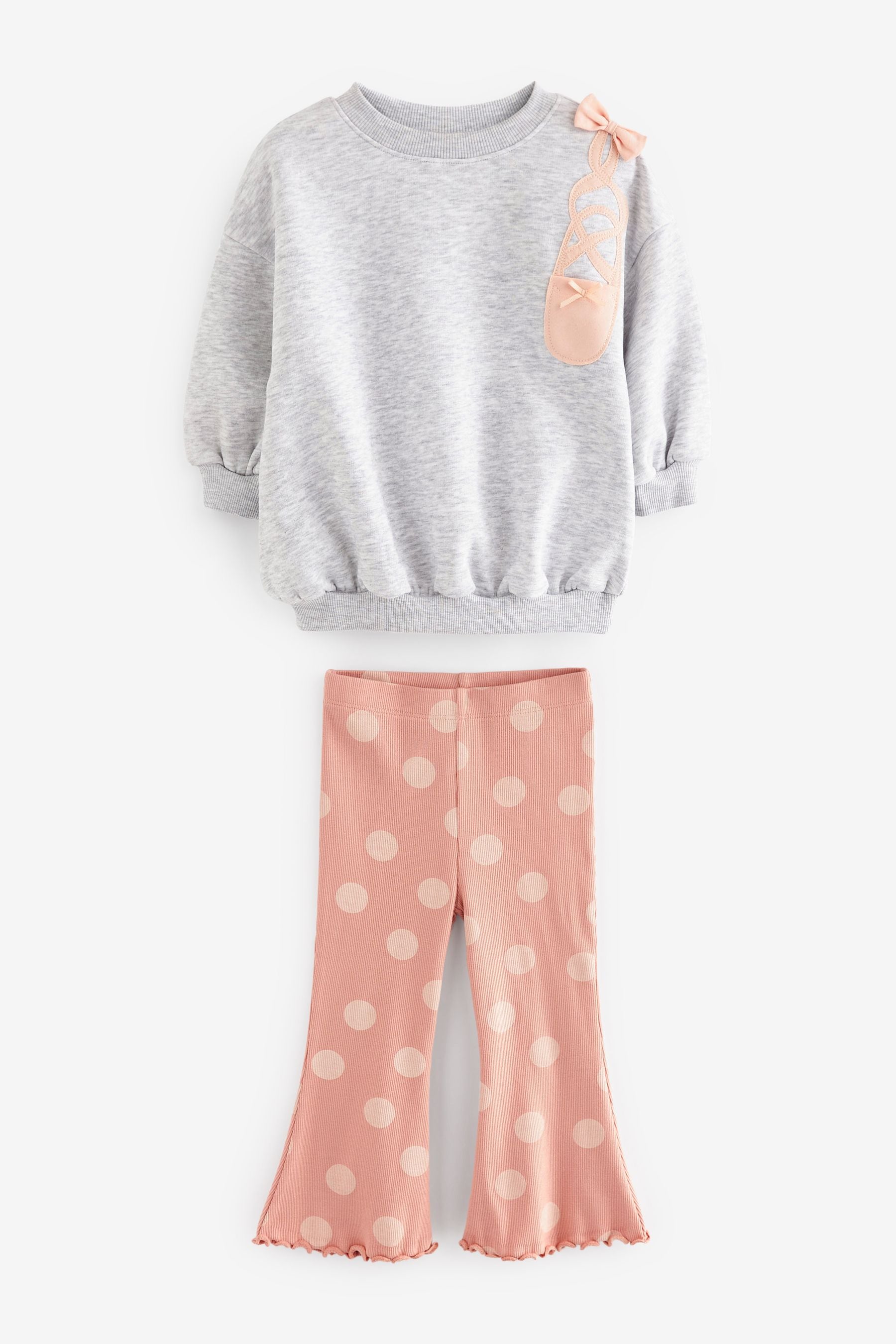 Grey Ballet Sweatshirt and Flared Leggings Set (3mths-7yrs)