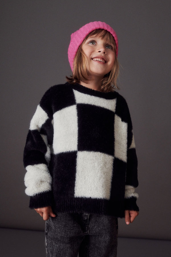 Black/White Checkerboard Jumper (3-16yrs)