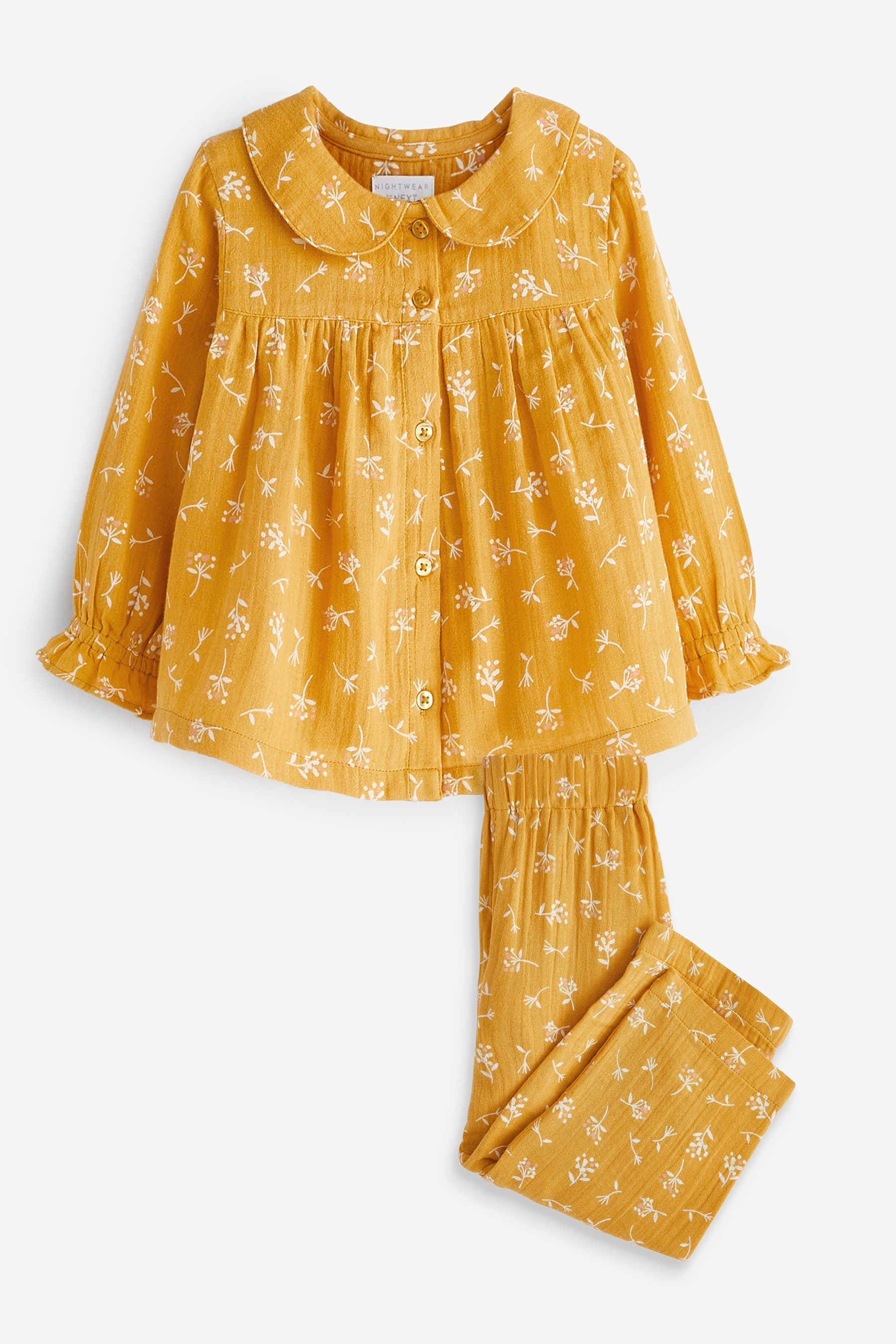 Yellow Floral Button Through Pyjamas (9mths-10yrs)