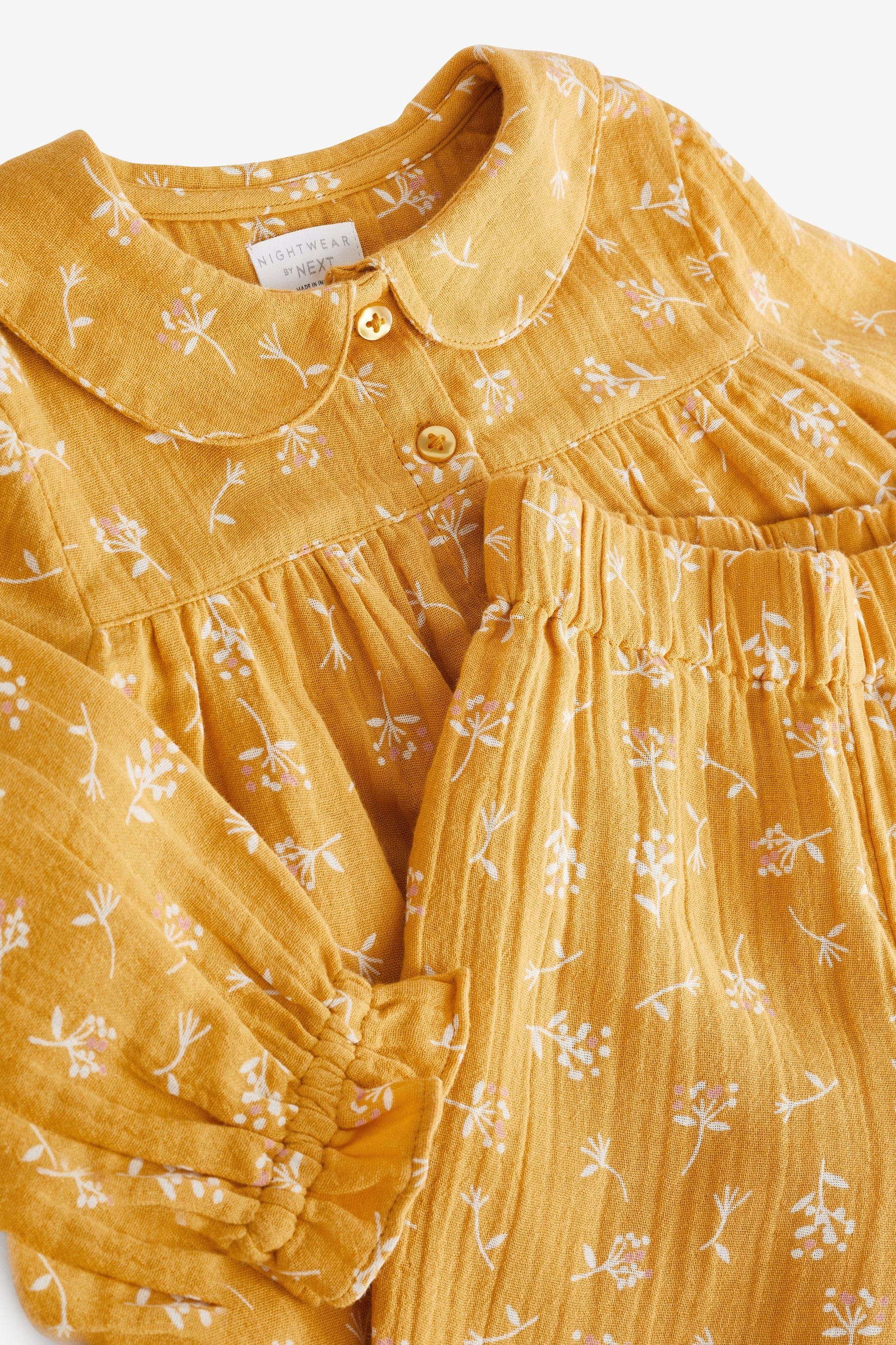 Yellow Floral Button Through Pyjamas (9mths-10yrs)