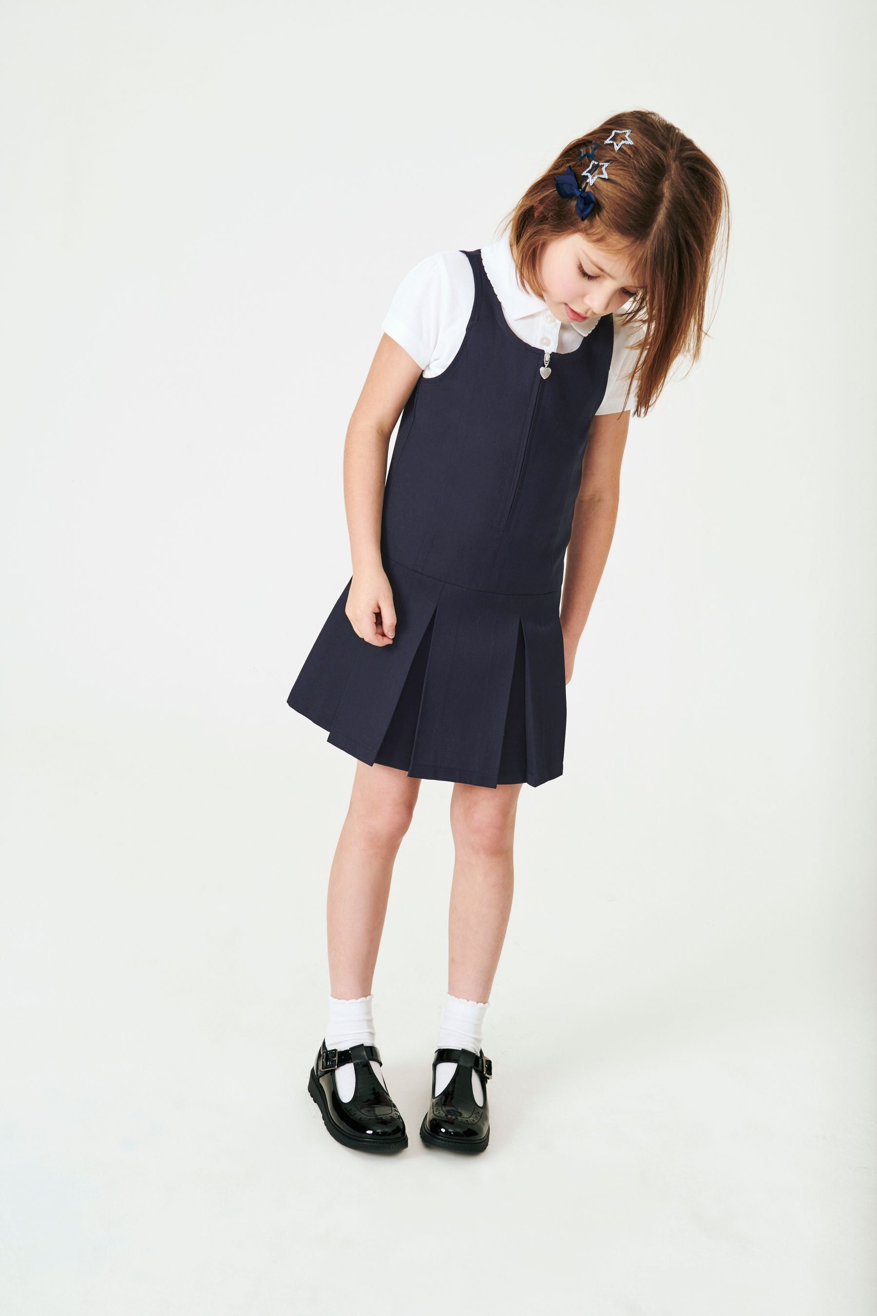 Navy Blue Zip Front School Pinafore (3-14yrs)