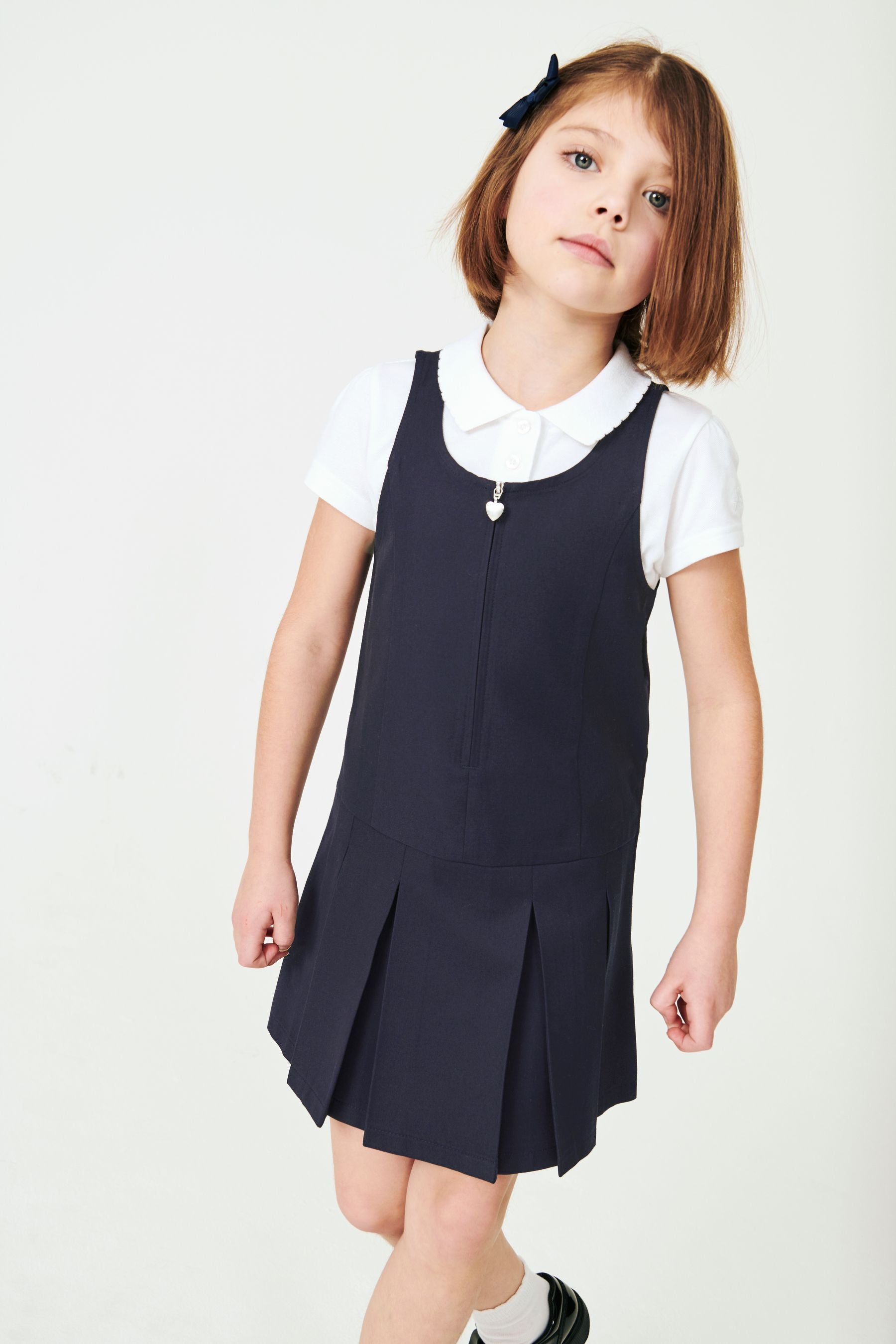 Navy Blue Zip Front School Pinafore (3-14yrs)