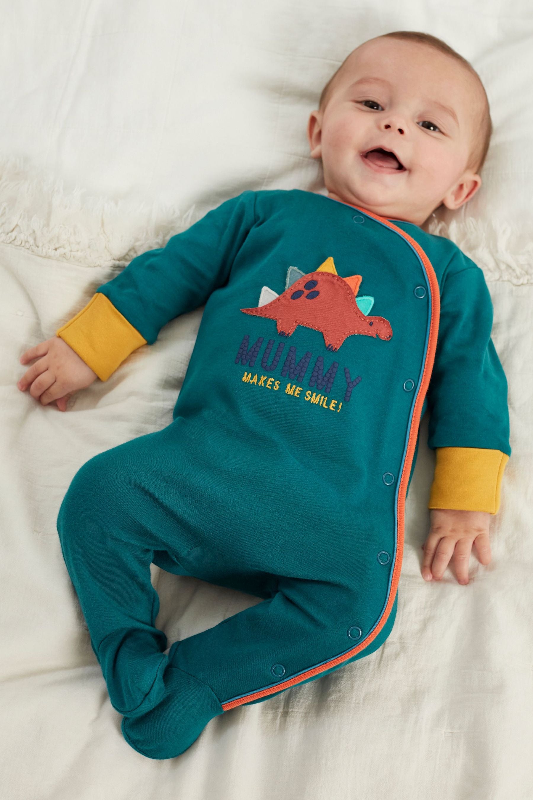 Blue Mummy Dinosaur Single Sleepsuit (0-2yrs)