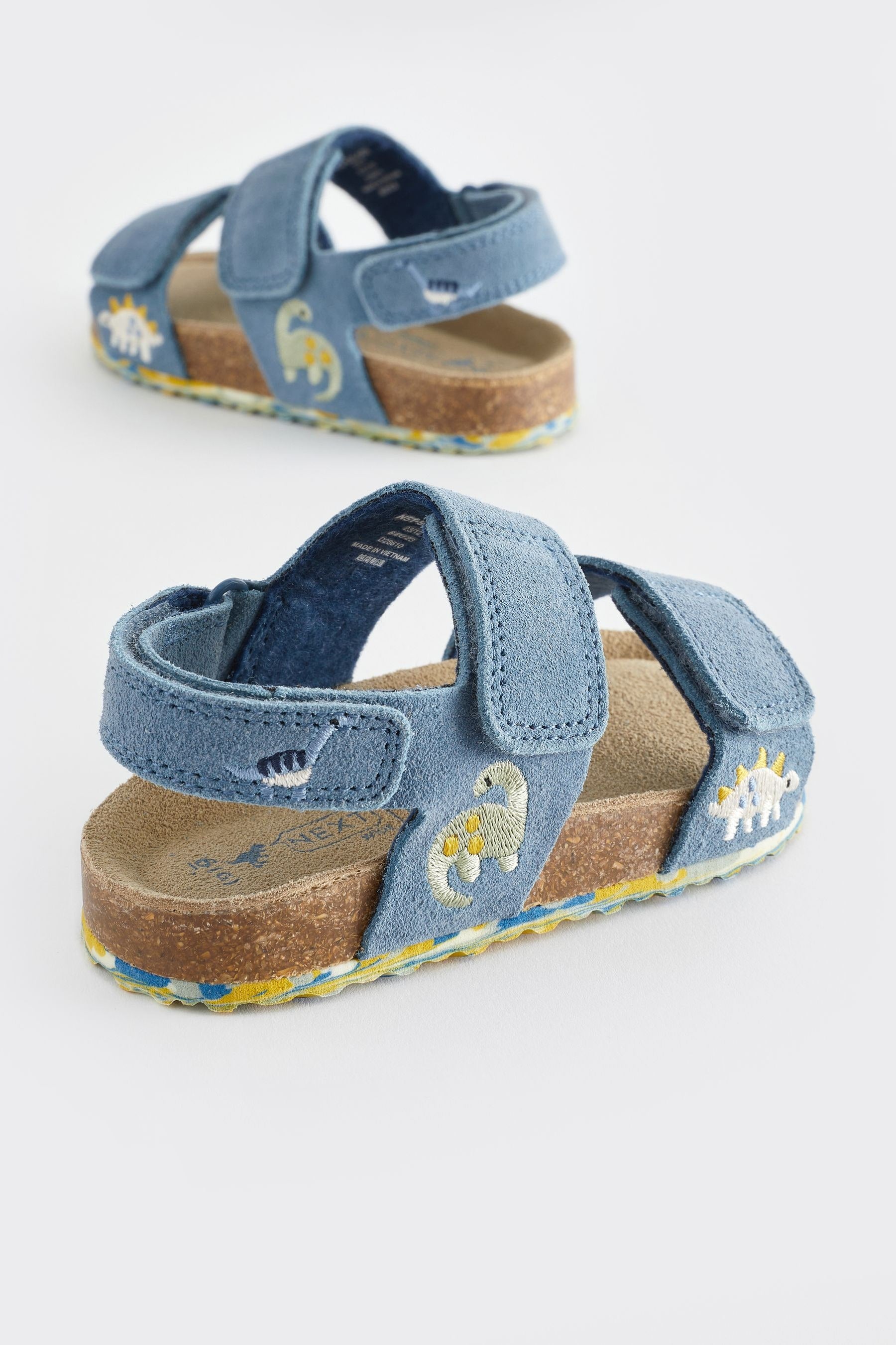 Blue Dino Leather Touch Fastening Corkbed Sandals