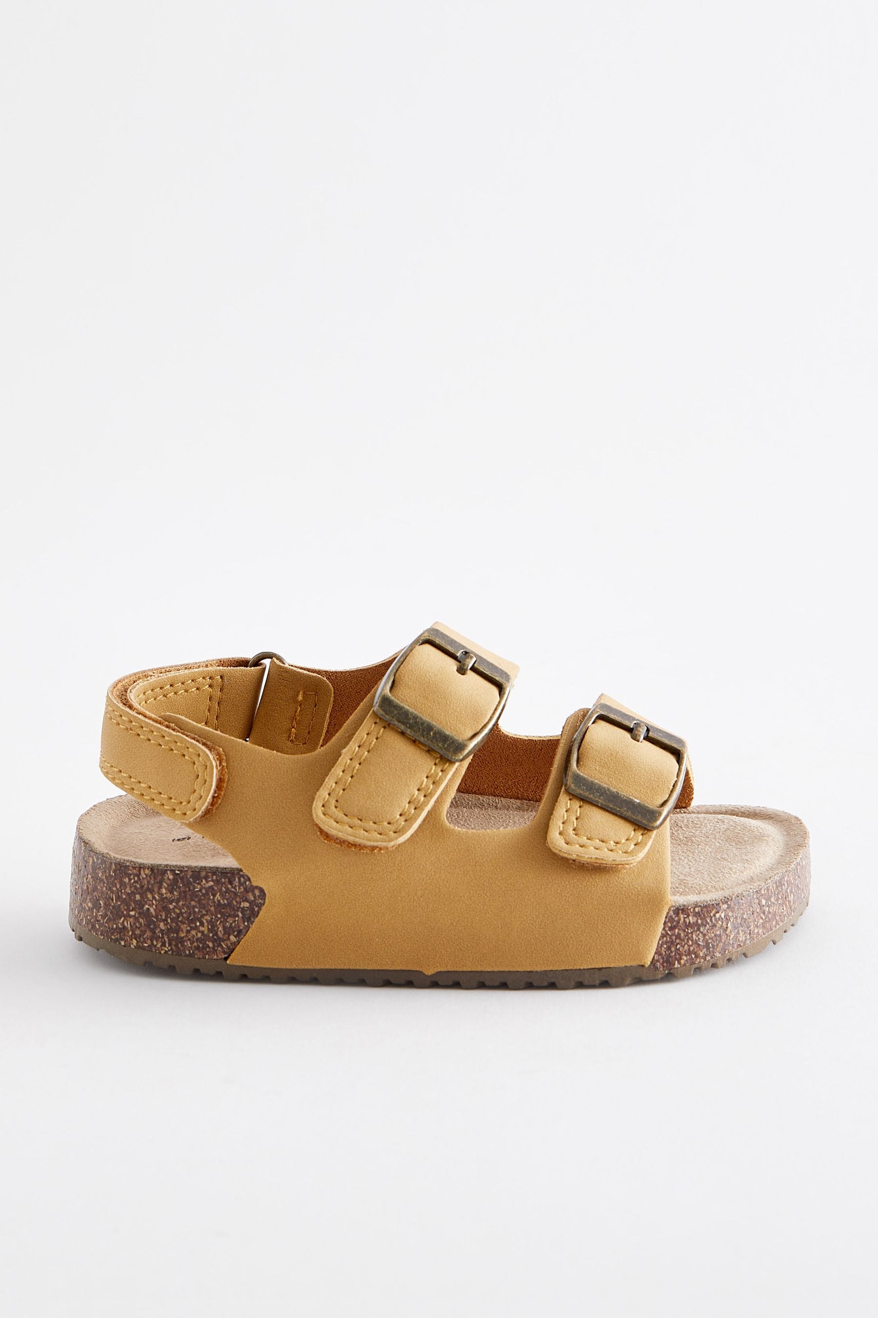 Yellow Double Buckle Cushioned Footbed Sandals