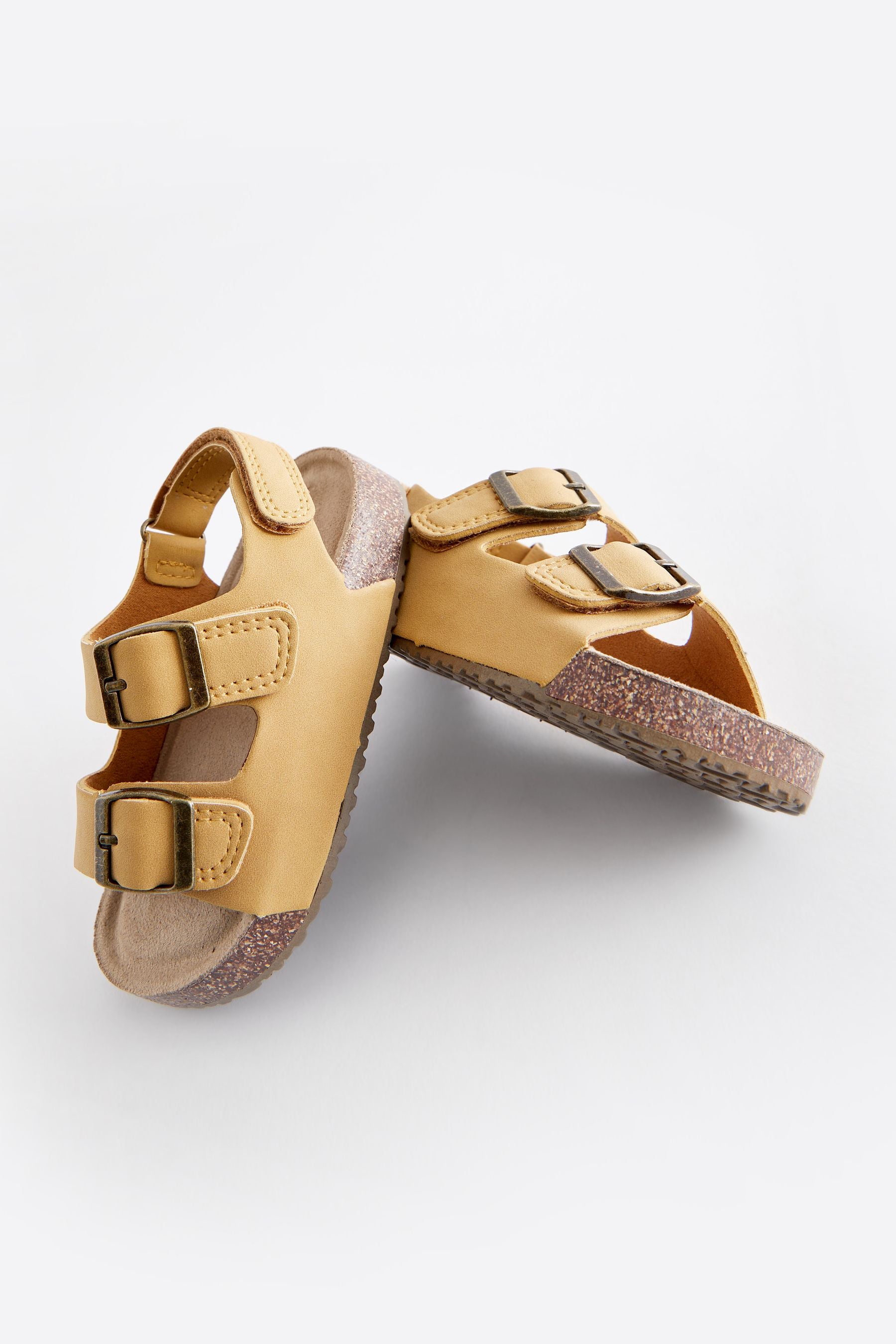 Yellow Double Buckle Cushioned Footbed Sandals