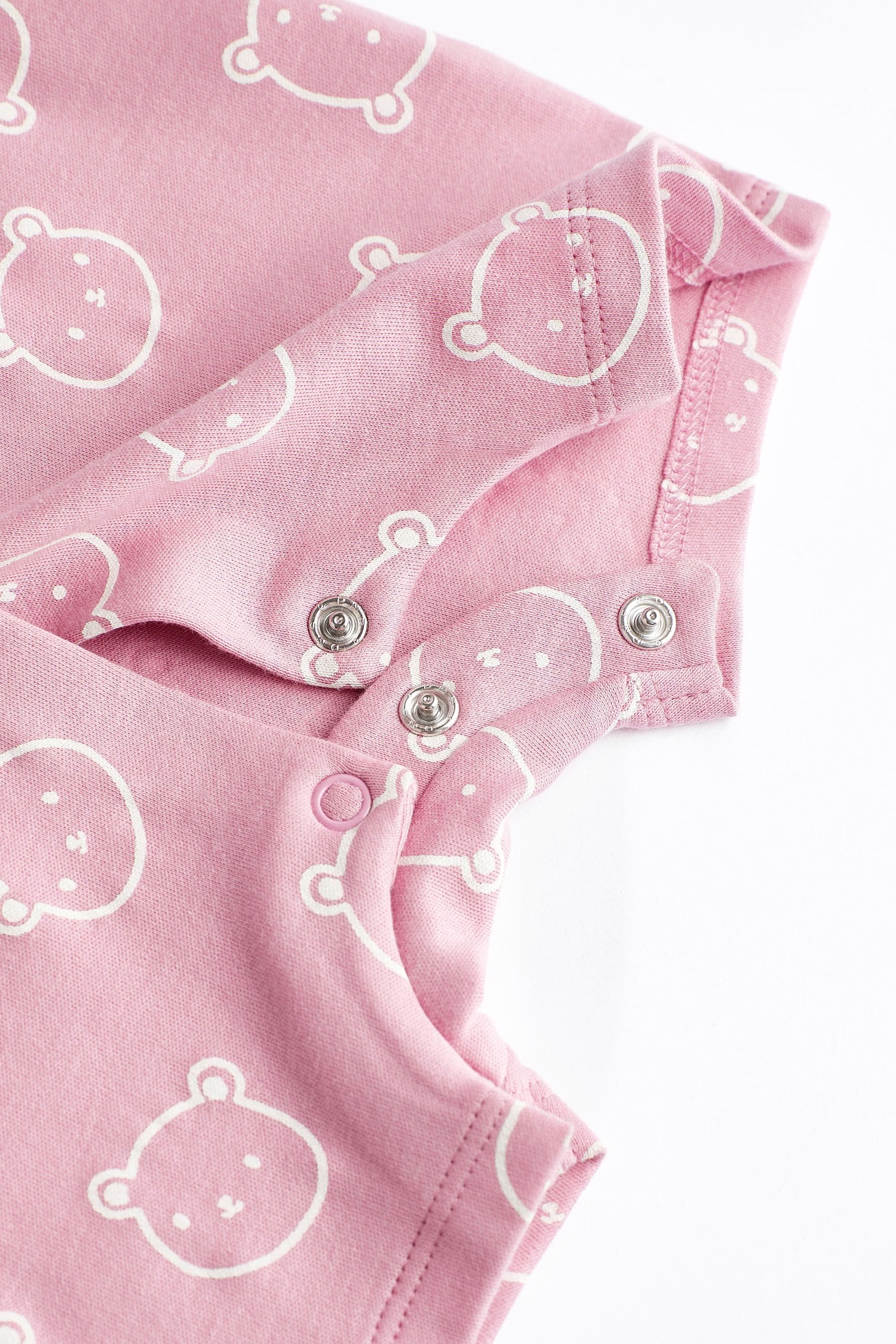 Pink/White Bear Baby Rompers 3 Pack