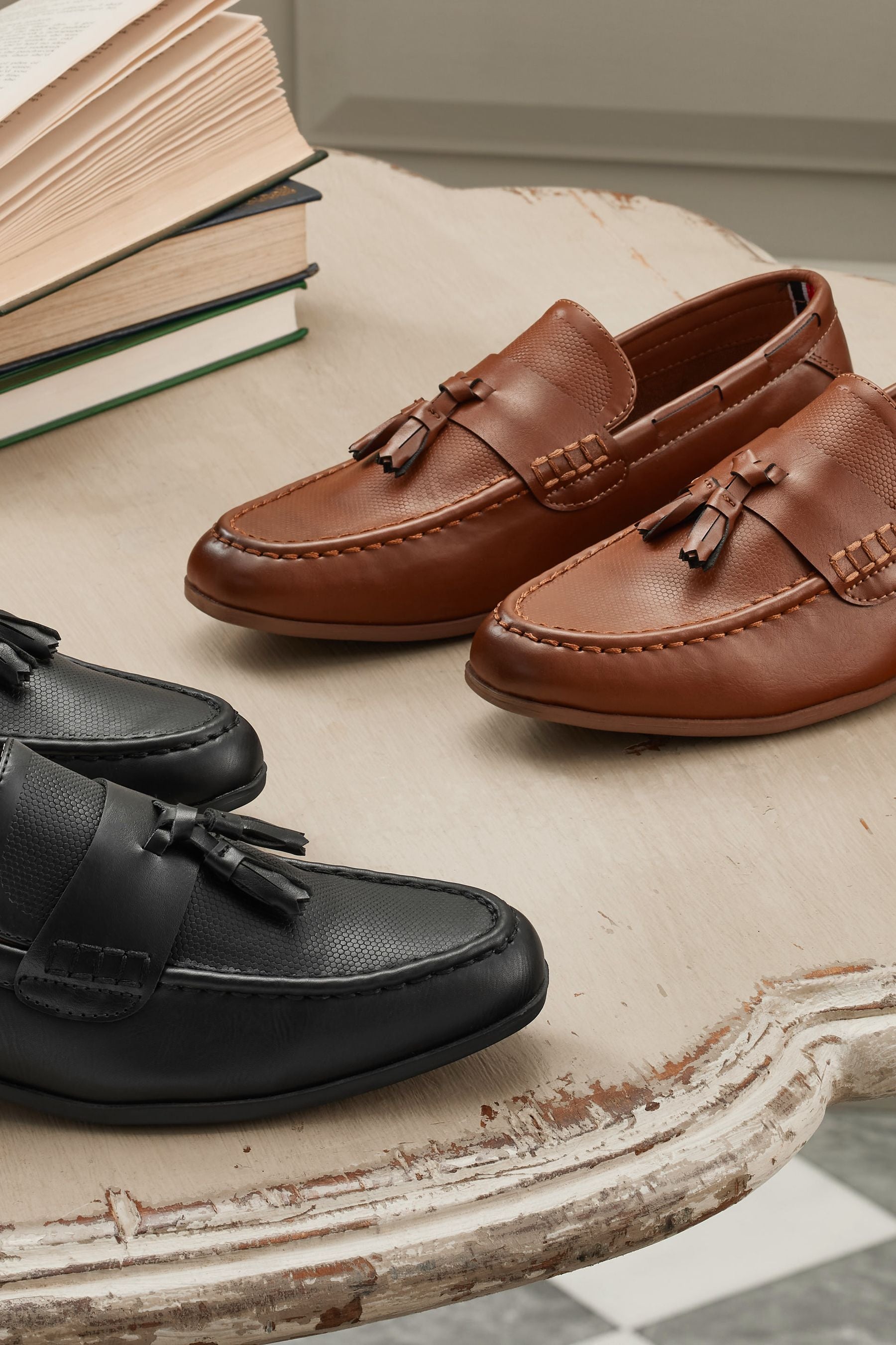 Tan Tassel Smart Tassel Detail Loafers