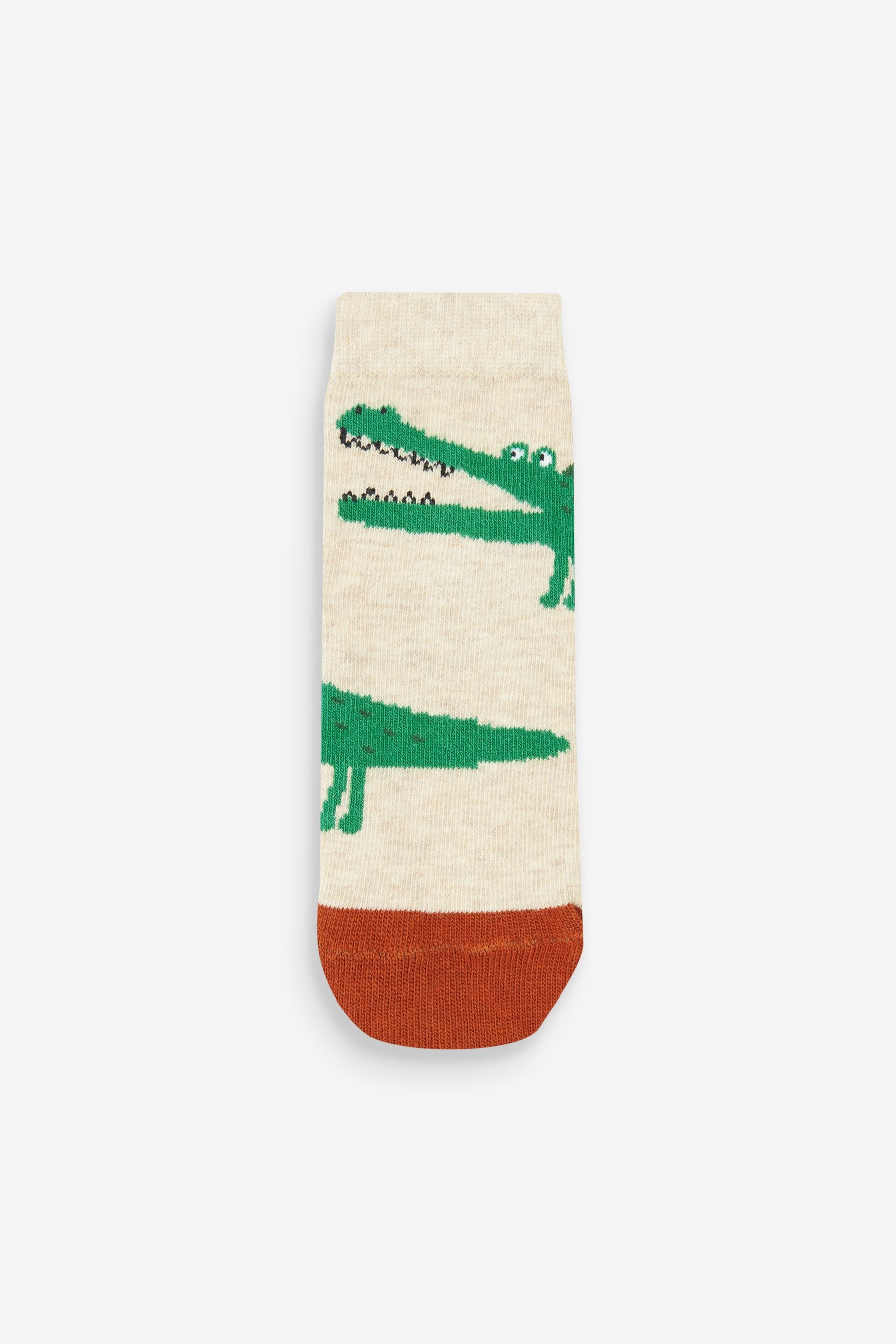 Green/Orange Crocodile 5 Pack Cotton Rich Socks