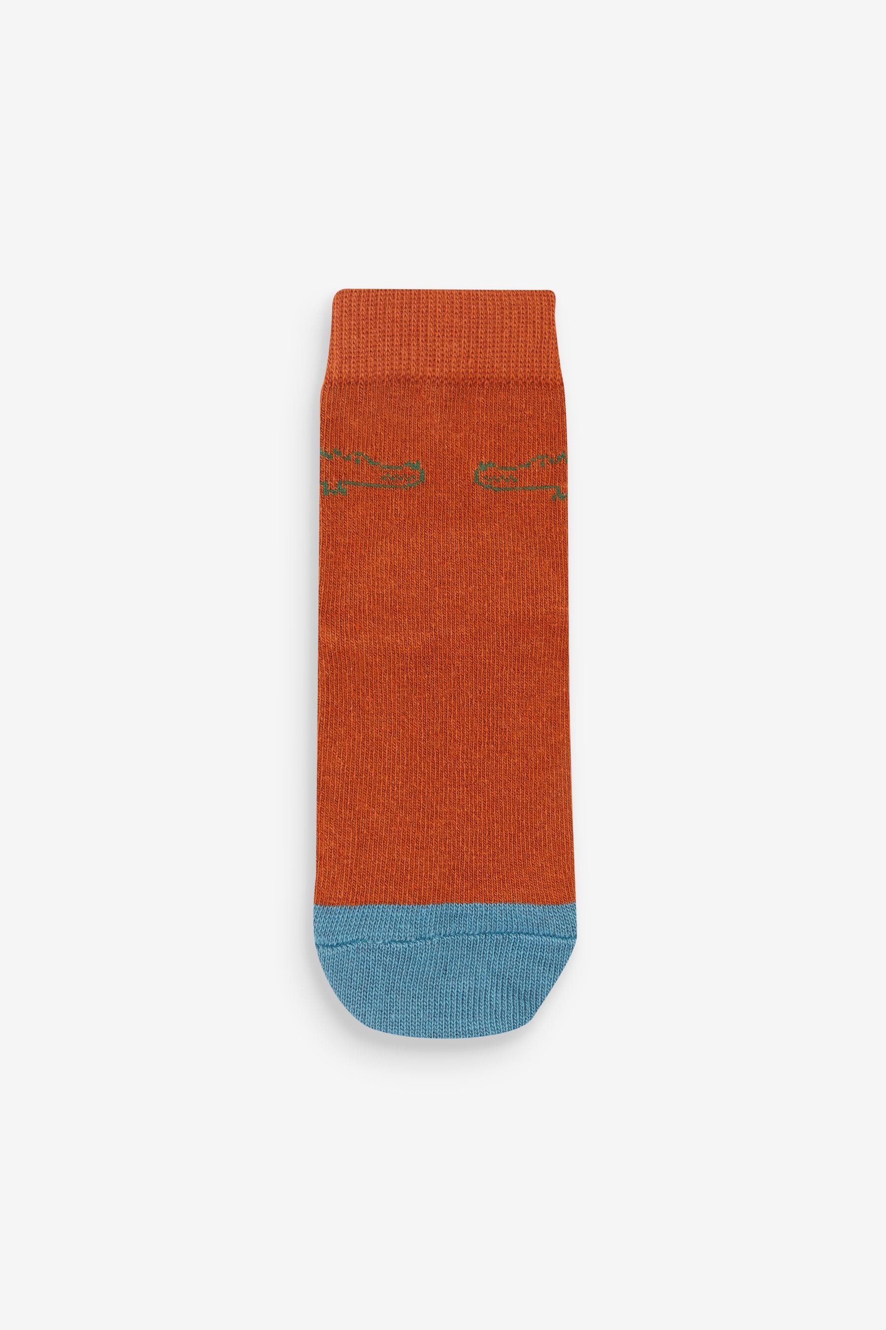 Green/Orange Crocodile 5 Pack Cotton Rich Socks