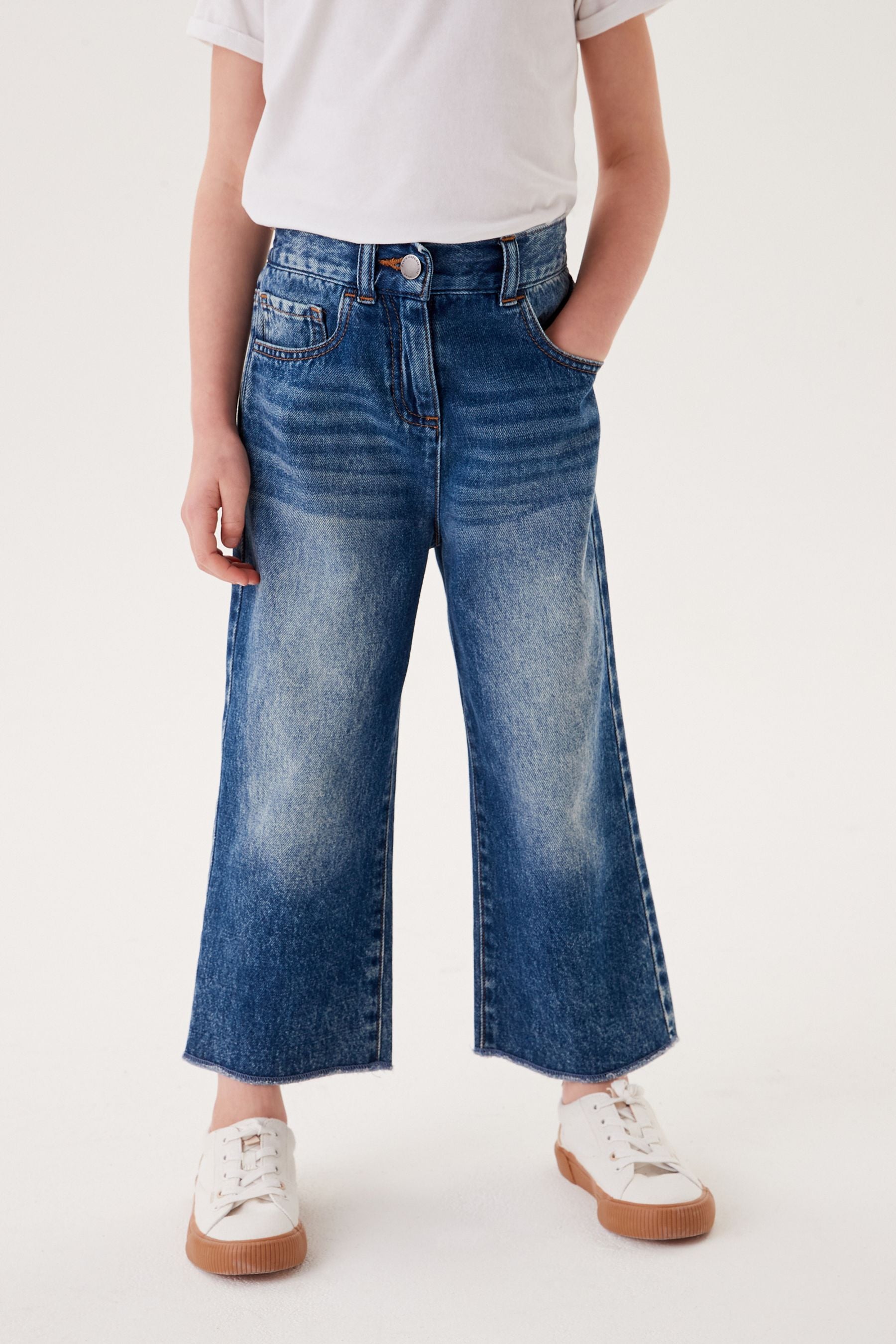 Mid Blue Denim Wide Straight Jeans (3-16yrs)