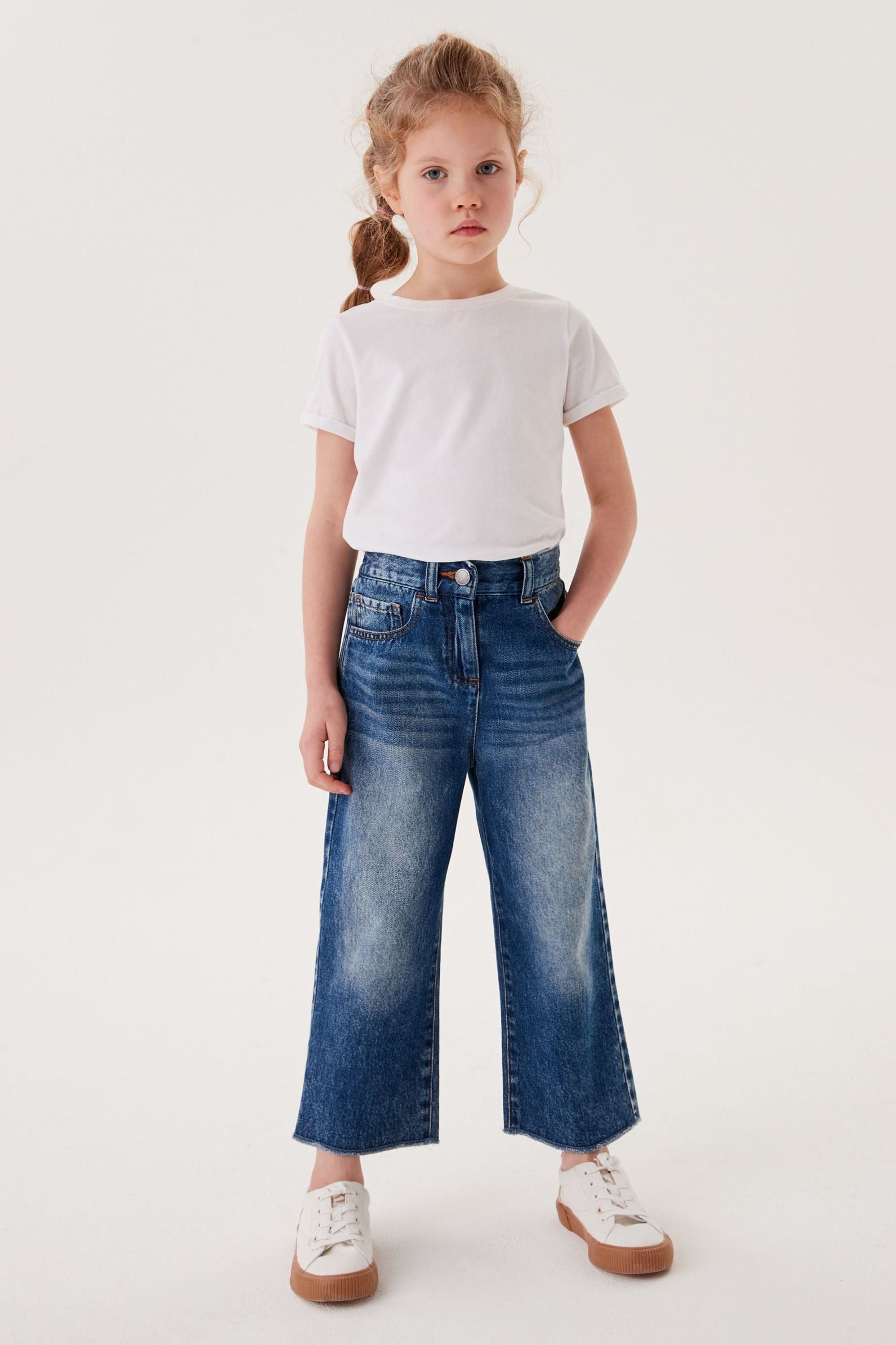 Mid Blue Denim Wide Straight Jeans (3-16yrs)