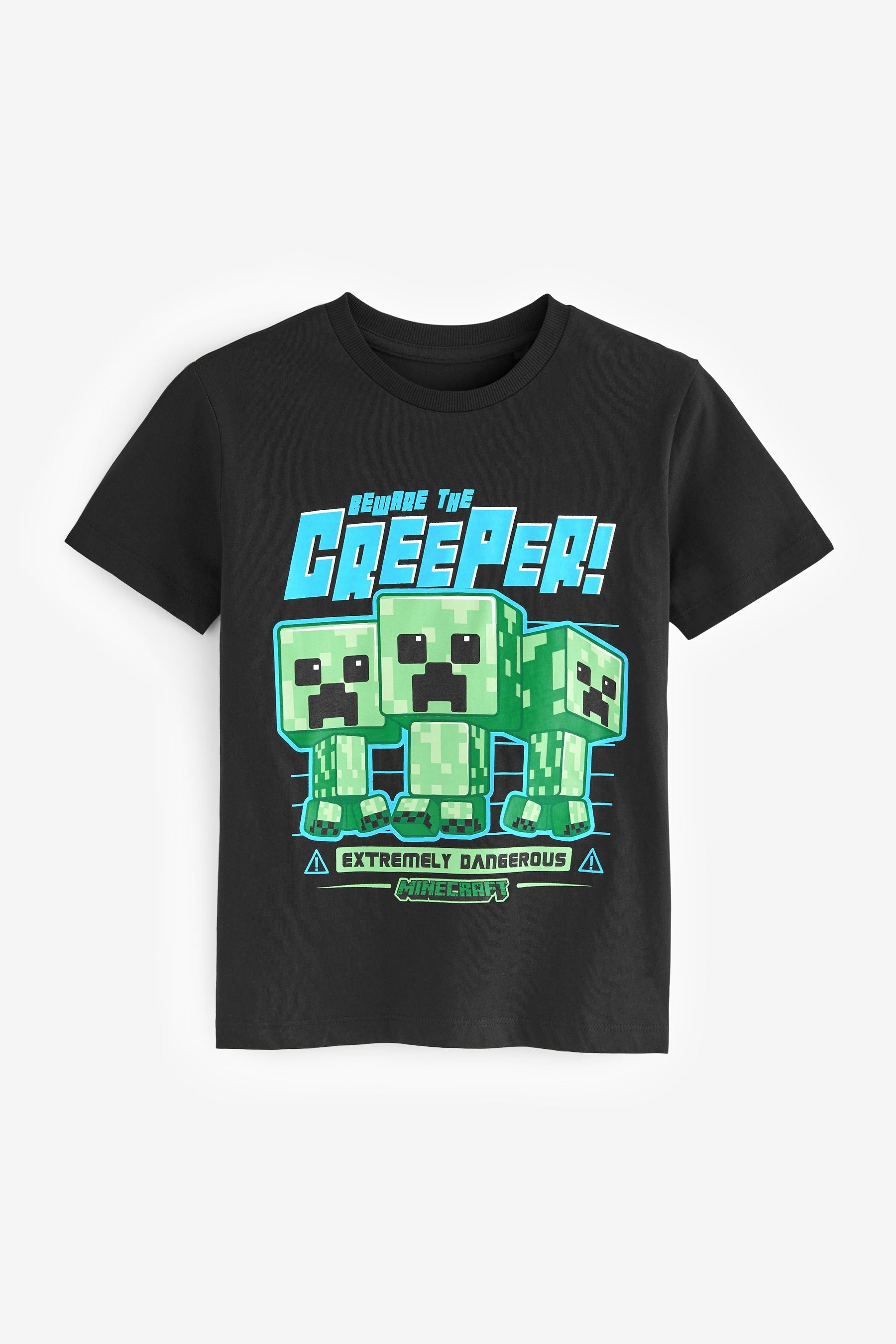 Black FUNKO Licensed Minecraft Tshirt with Creeper Pocket POP Toy (4-16yrs)