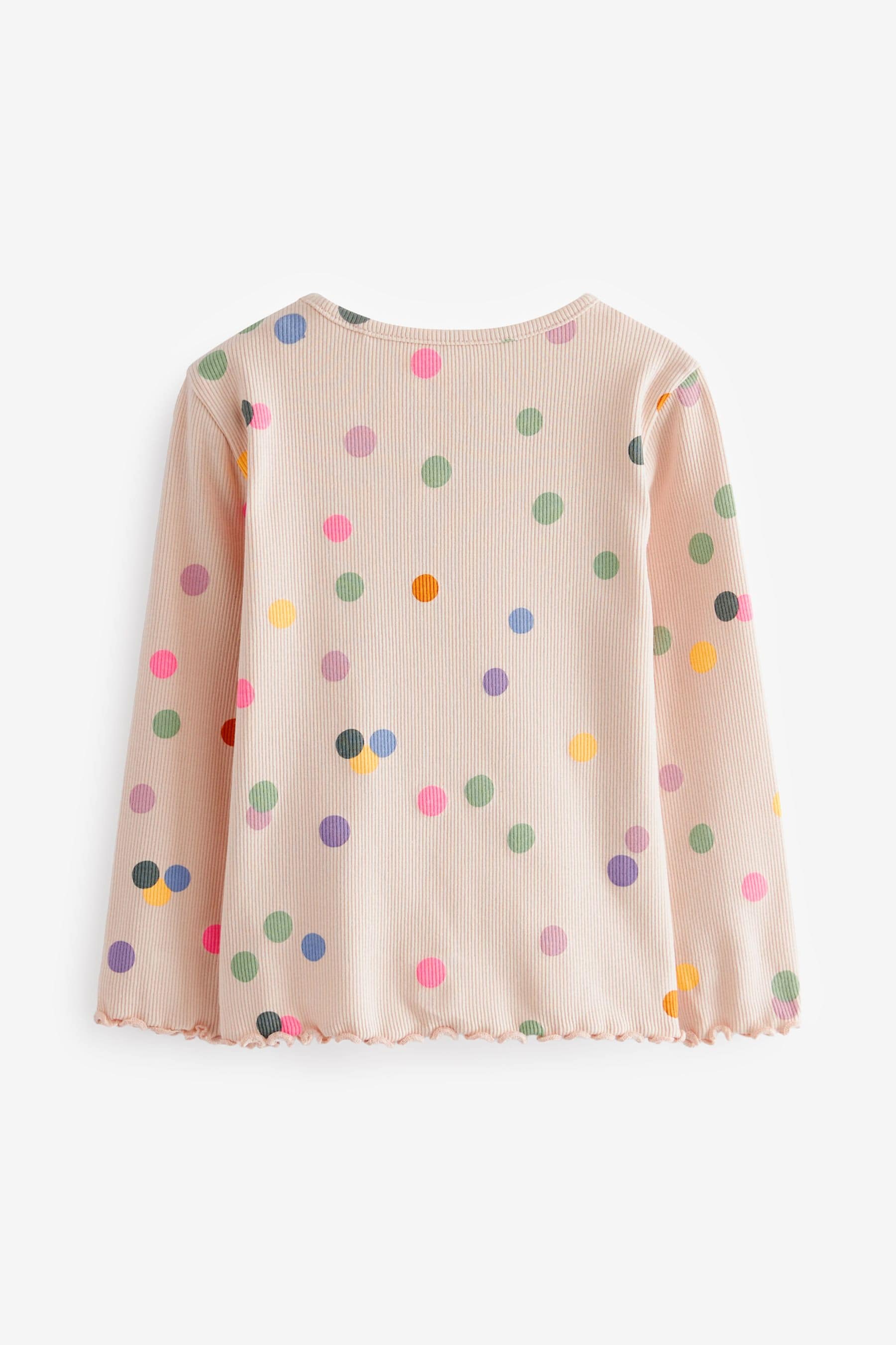 Cream Rainbow Polka Dot Cotton Rich Long Sleeve Rib T-Shirt (3mths-7yrs)