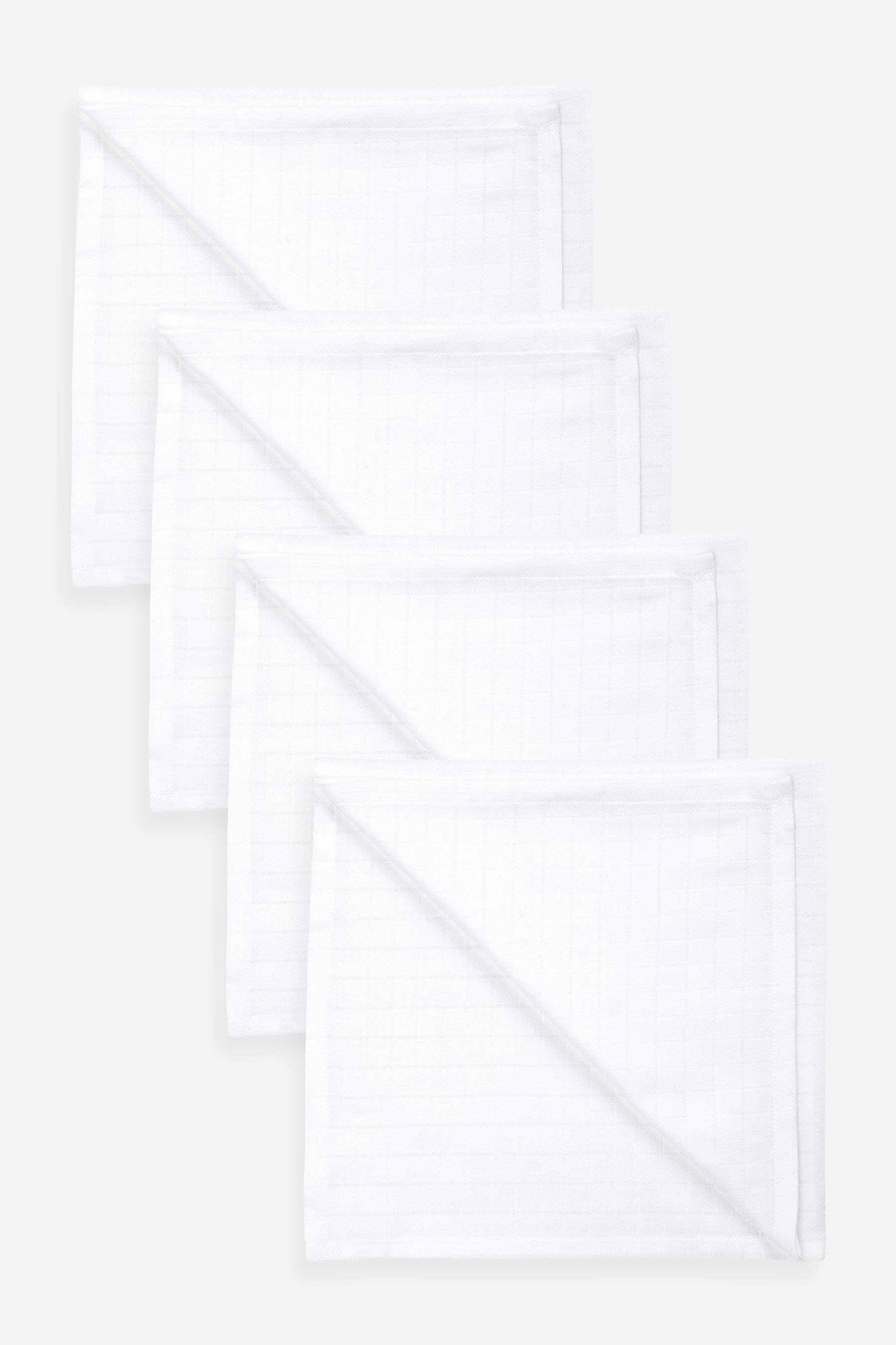 White Baby Muslin Cloths 4 Packs